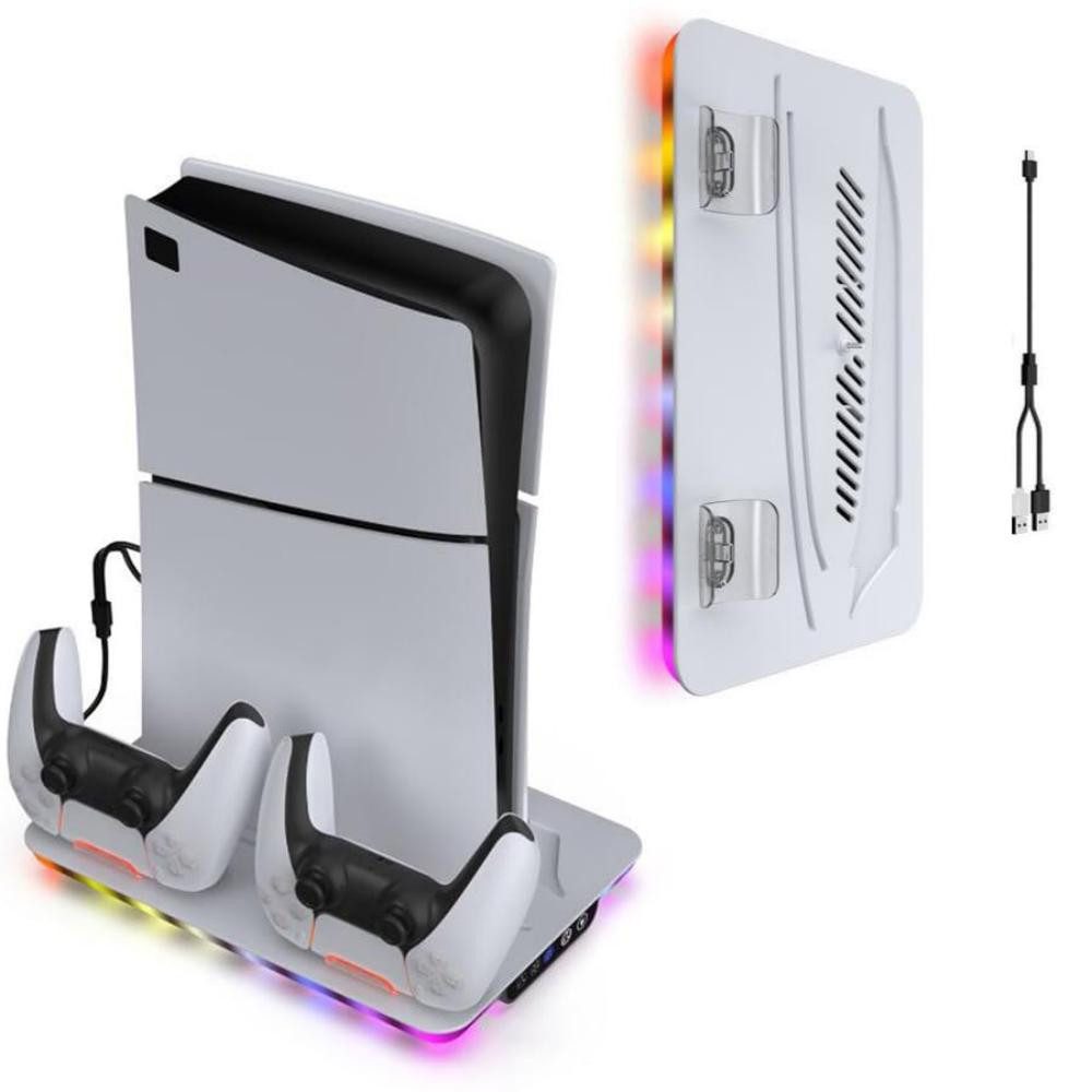 Tenlamp Kühllüfter-Dock für PS5 Slim/PS5, Ladegerät, Ladedock für PS5 Slim Controller (Set, 6 St., RGB-Beleuchtungsmodus, einstellbare Luftgeschwindigkeit in 3 Stufen)