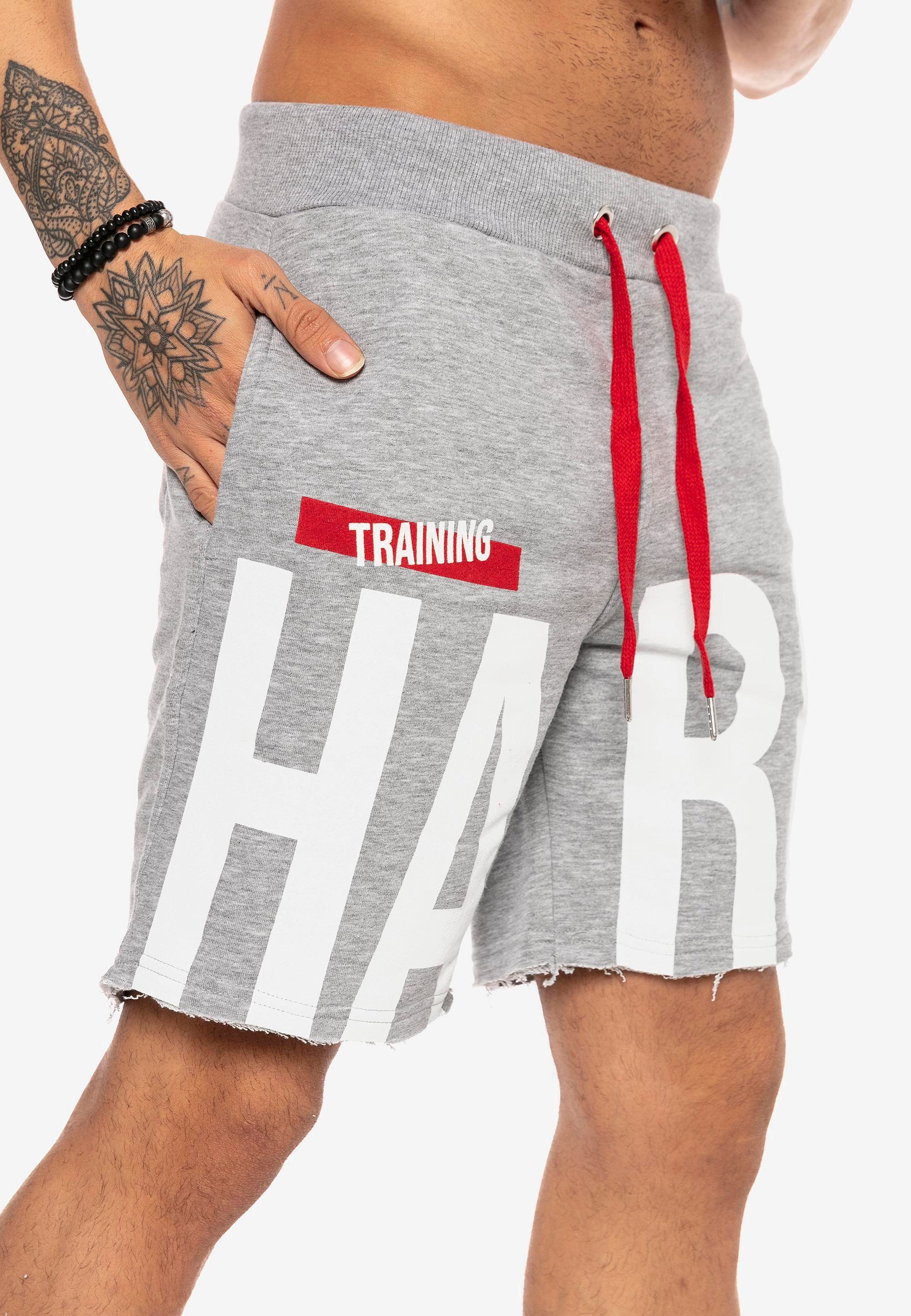 Trainings-Print Shorts coolem RedBridge grau-meliert Honolulu