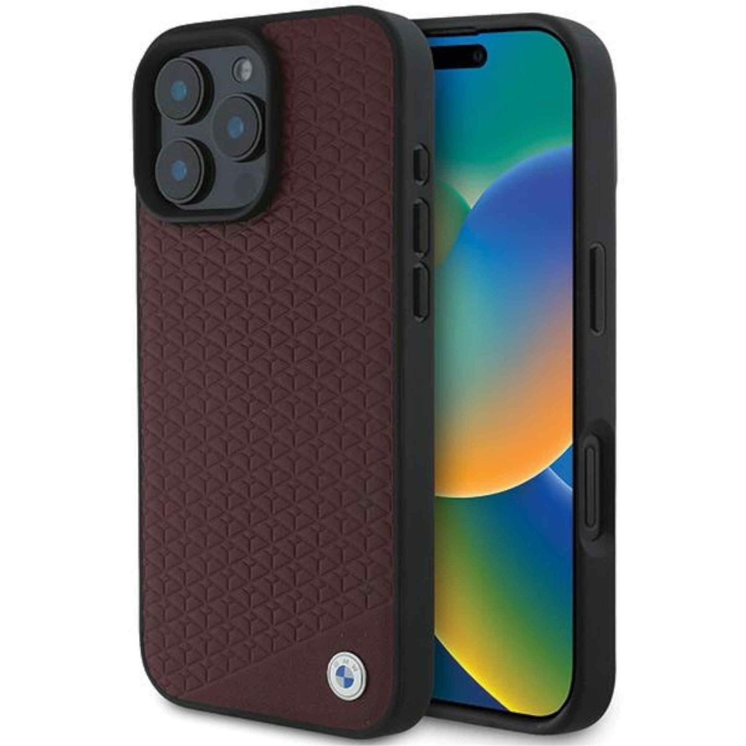 BMW Smartphone-Hülle BMW Apple iPhone 16 Pro Max Leather Diamond Metal Logo MagSafe Case