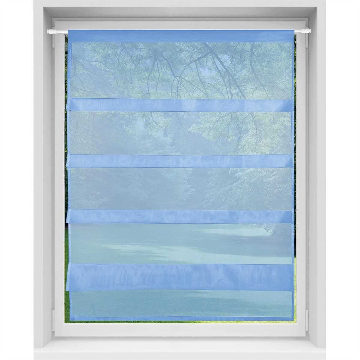 Größen Transparente (1 transparent, Stangendurchzug Bistrogardine St), Küchengardine in "Raffoptik", mit Blau Microfaser, Bestlivings, Vorhang, Stangendurchzug, vers.