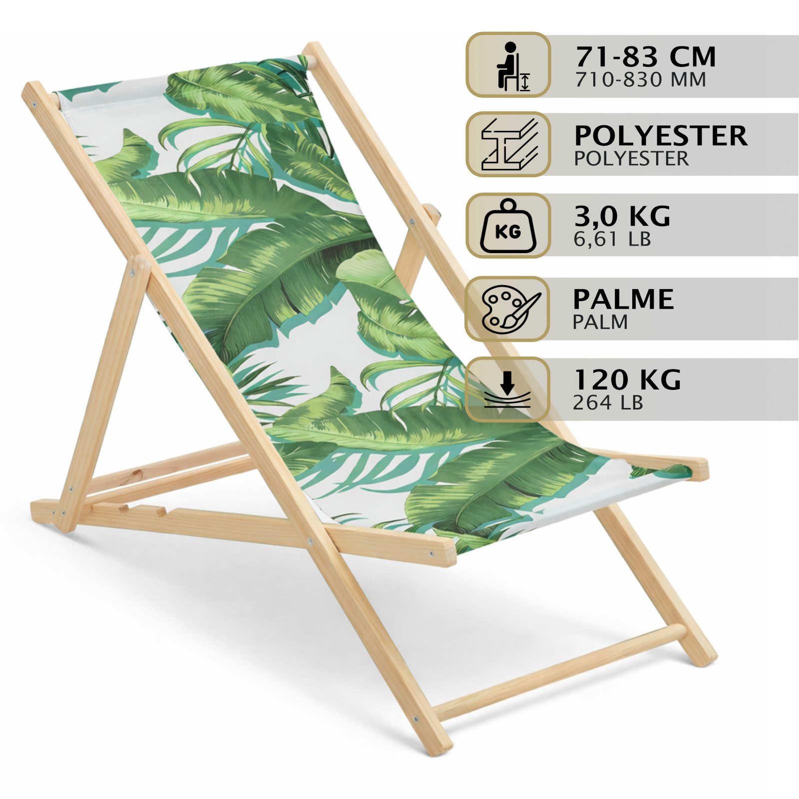 HAGO Gartenstuhl Strandliege Sonnenliege Liegestuhl Gartenstuhl Gartenliege Klappstuhl (1 St)