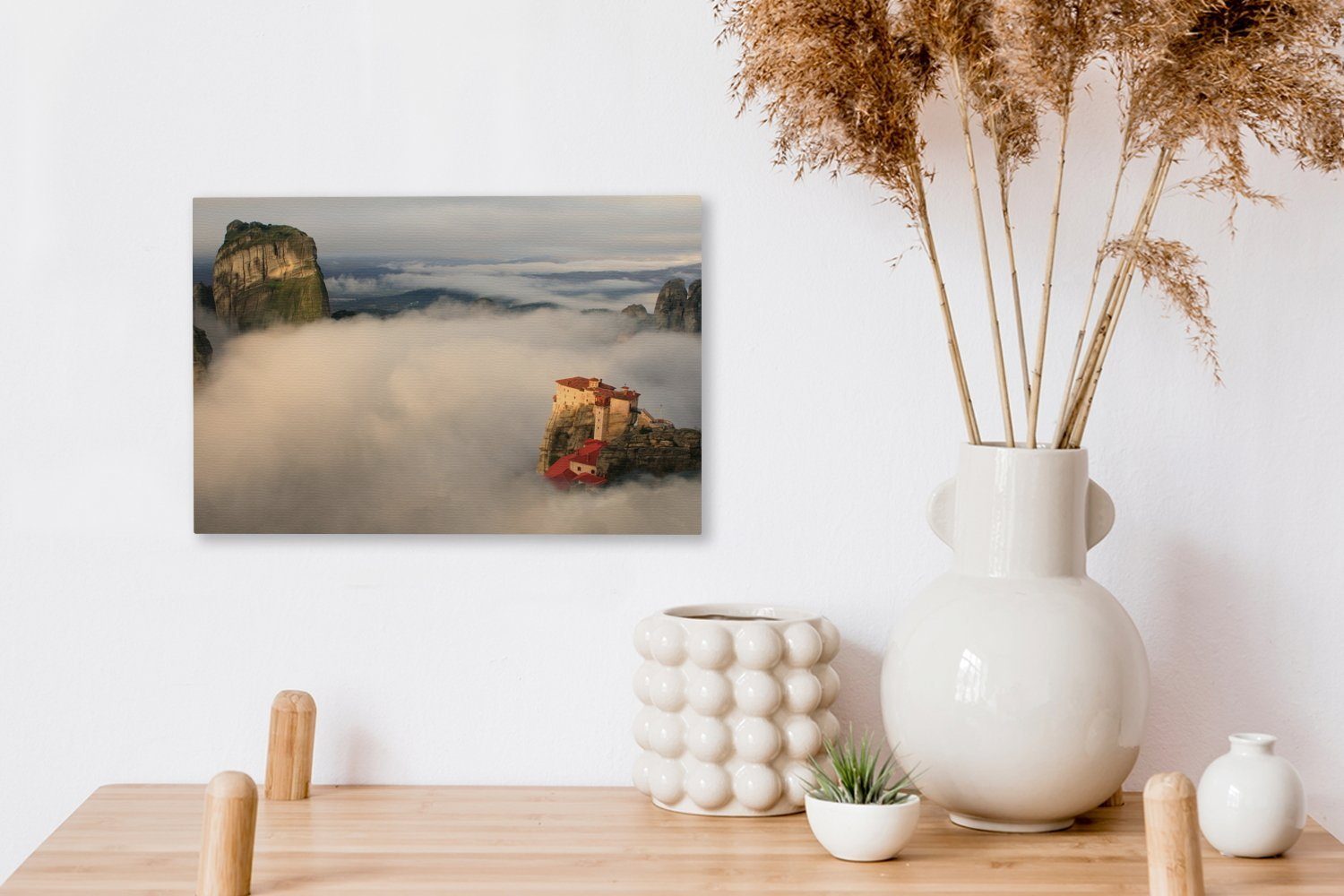 cm Aufhängefertig, Wolkenvorhang, einem Wandbild Die St), (1 Leinwandbilder, Leinwandbild OneMillionCanvasses® in Wanddeko, Meteora-Klöster 30x20