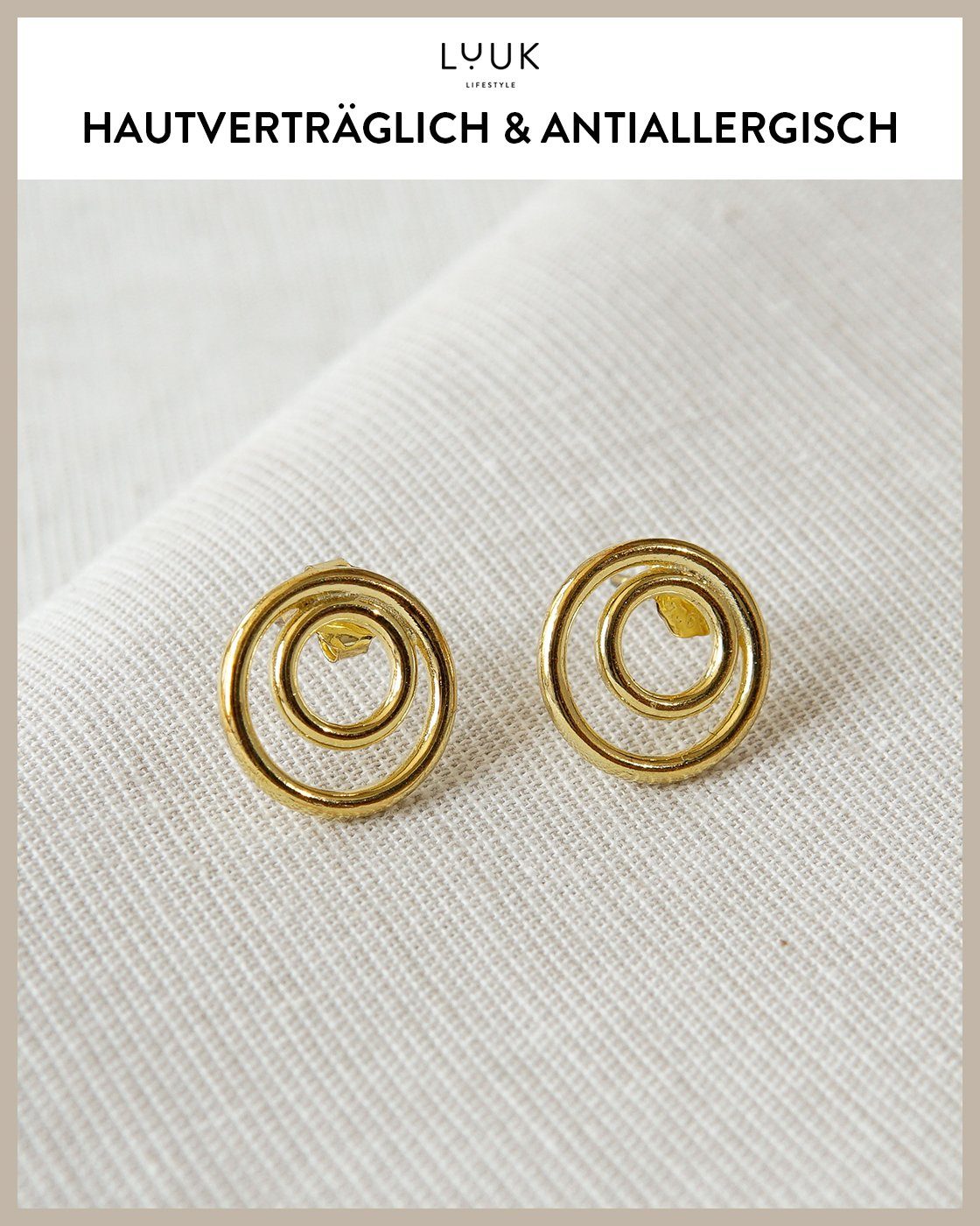 Paar Silber LIFESTYLE Spirale, Gold Verschluss hochwertigem LUUK mit aus 925er Ohrstecker und sicherem Sterling