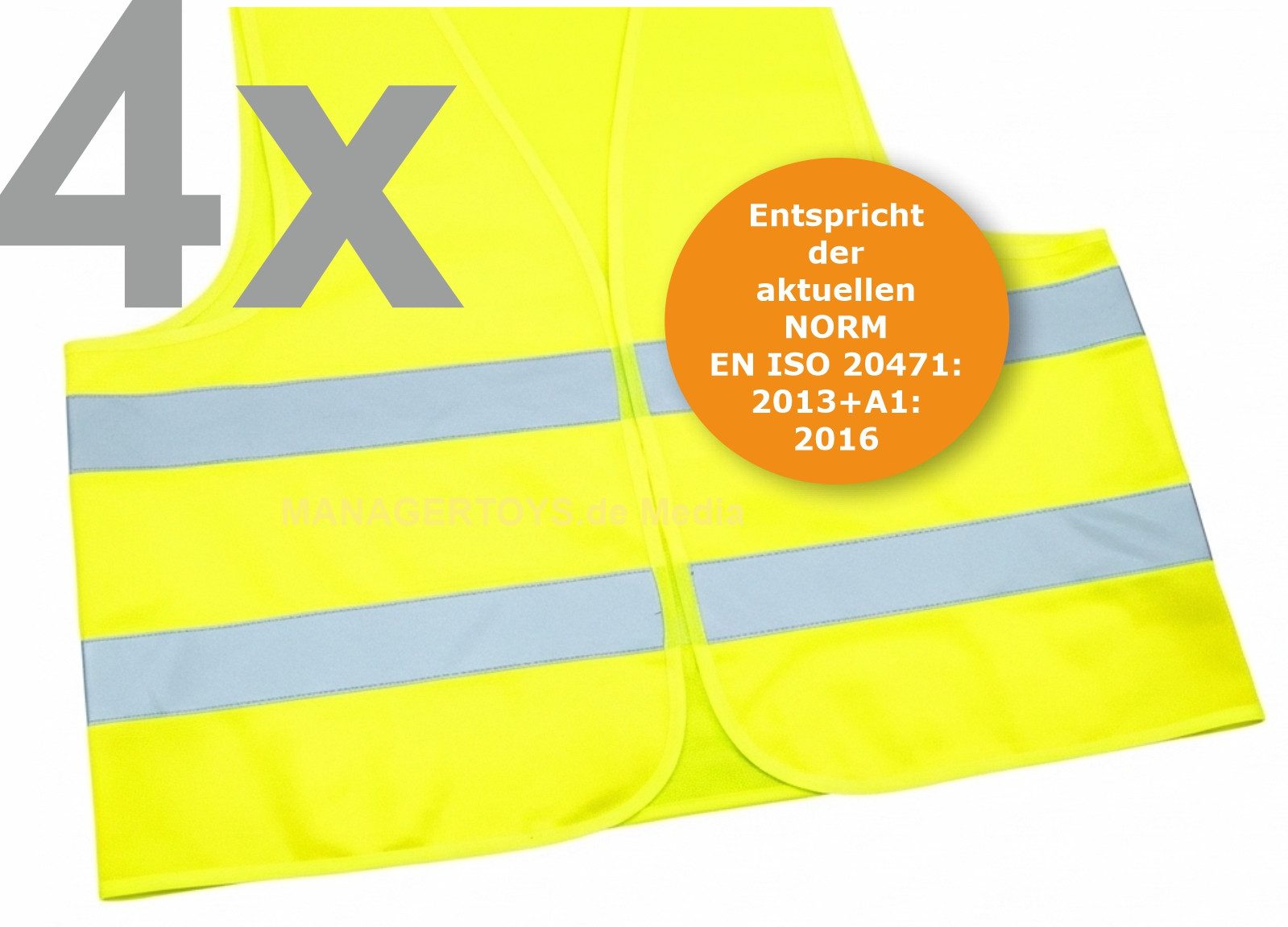 Petex Warnweste Vier Pannenwesten AKTUELLE ISO NORM Sicherheitsweste 4x Unfallwesten