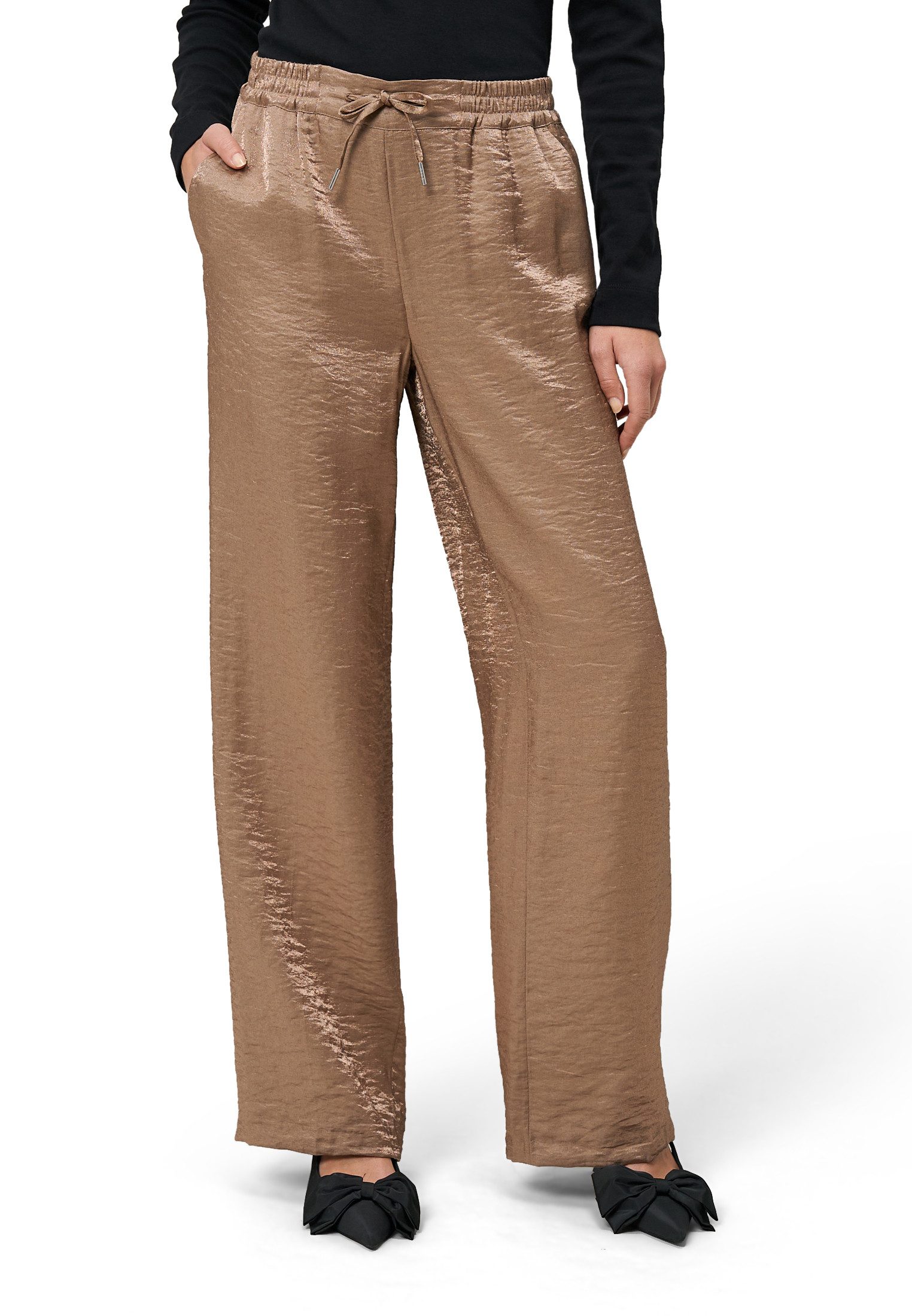 Zero Stoffhose Damen mit Knittereffekt 30 Inch Bindedetail günstig online kaufen