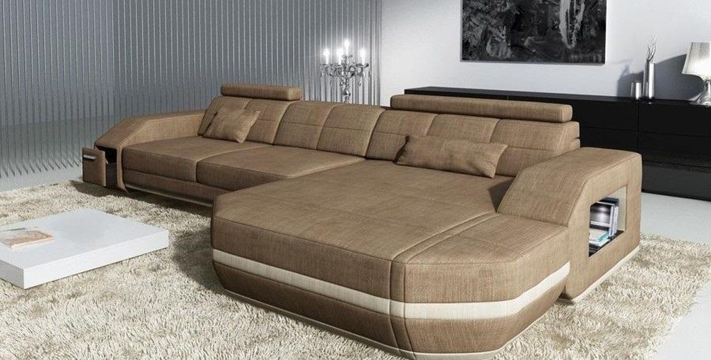 JVmoebel Ecksofa Beiges Designer Ecksofa aus hochwertigem Stoff, Made in Europa