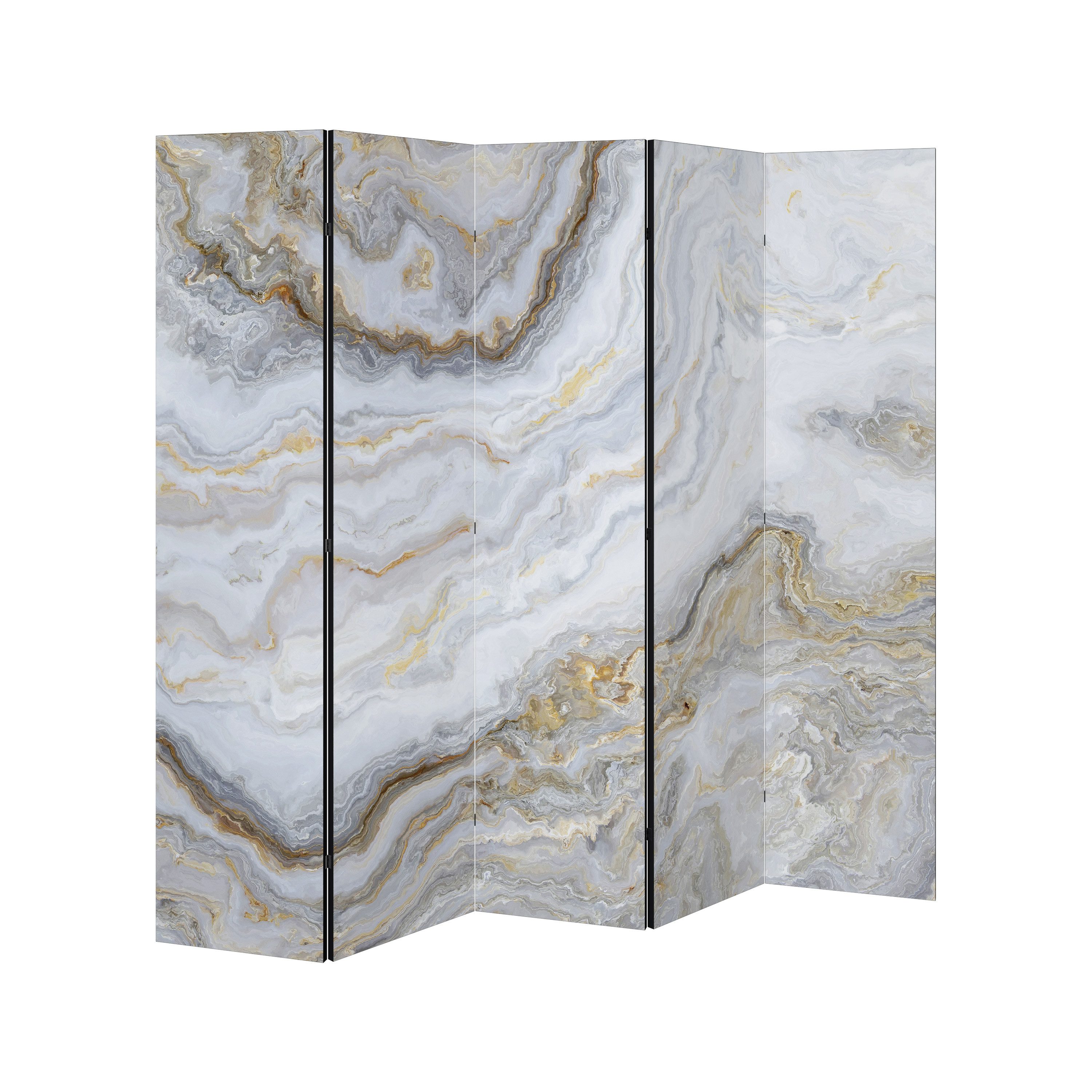 SPACEREBELS Paravent GOLDEN RIDGES (5 St), Raumteiler mit 5 Paneelen, einseitig bedruckt, 190 x 168 cm