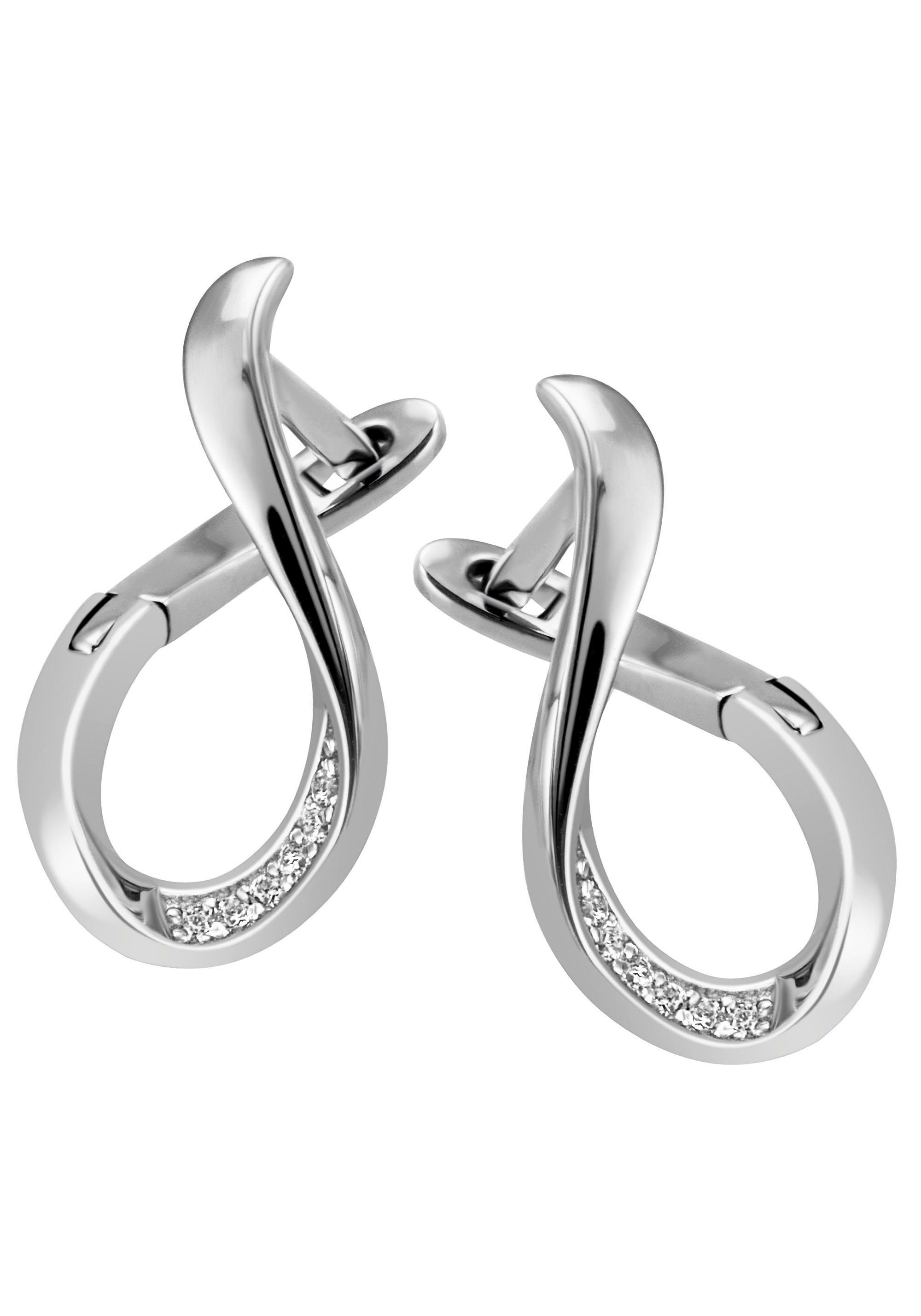Firetti Paar Creolen Schmuck Geschenk Silber 925 Ohrschmuck Unendlichkeit Acht-Form, mit Zirkonia (synth)