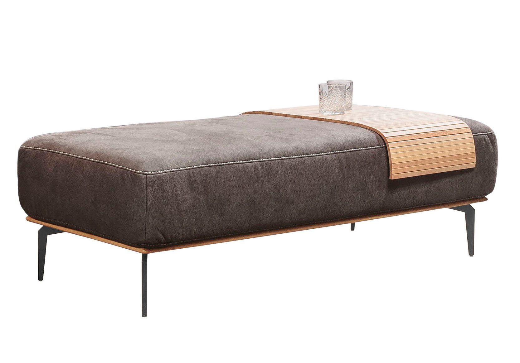 W.SCHILLIG Polsterhocker run, mit Holzsockel, Füße in Schwarz pulverbeschichtet, Breite 150 cm