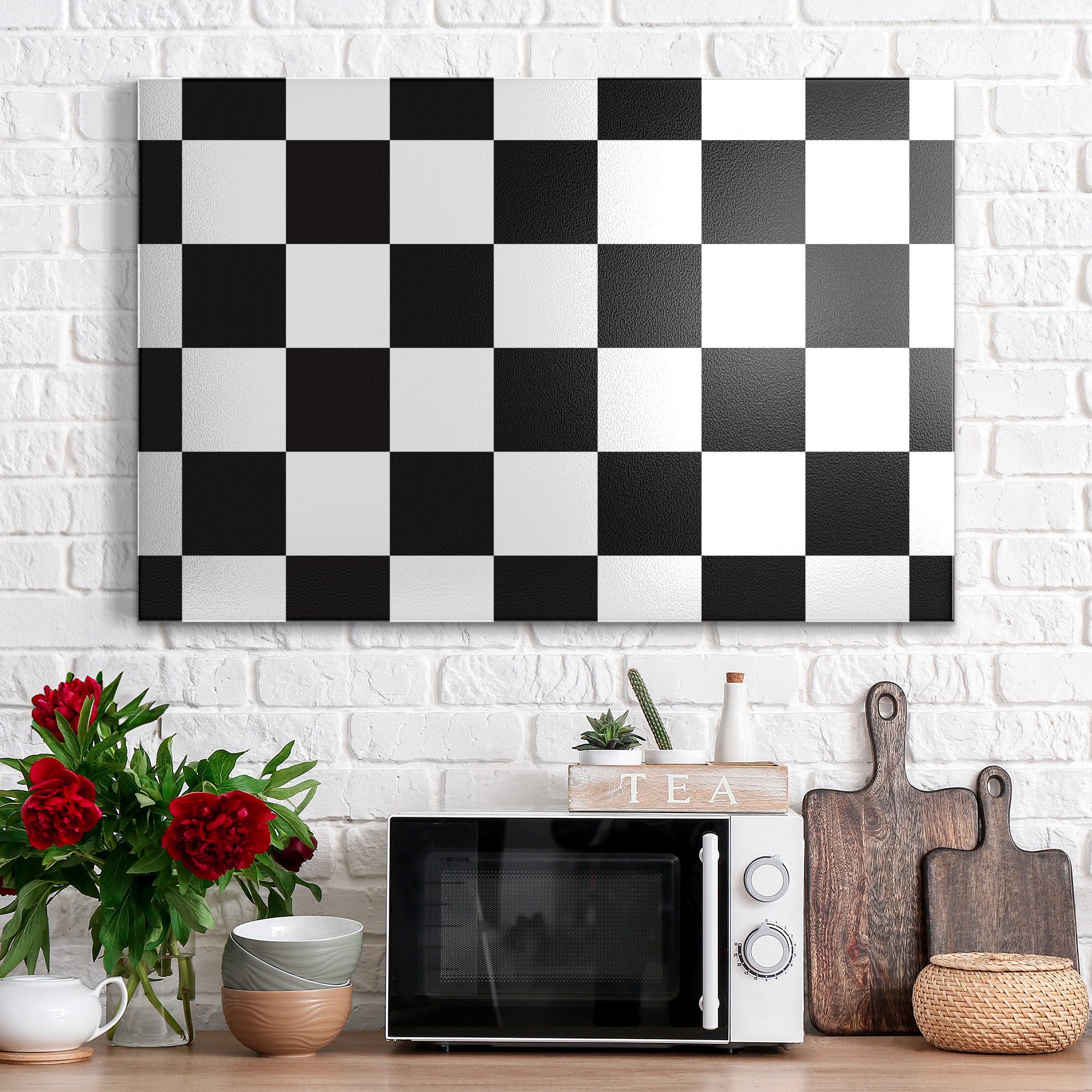 DEQORI Magnettafel 'Schachbrett Illusion', Metall Whiteboard für alle Magnete, Magnetboard magnetisch