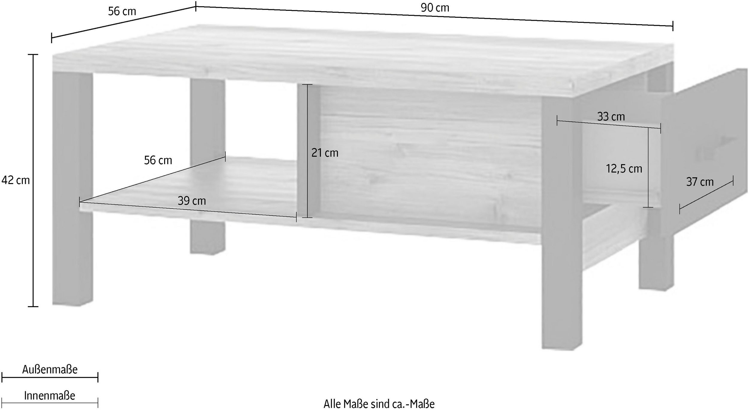 Couchtisch OLIN von TRENDMANUFAKTUR - Maße