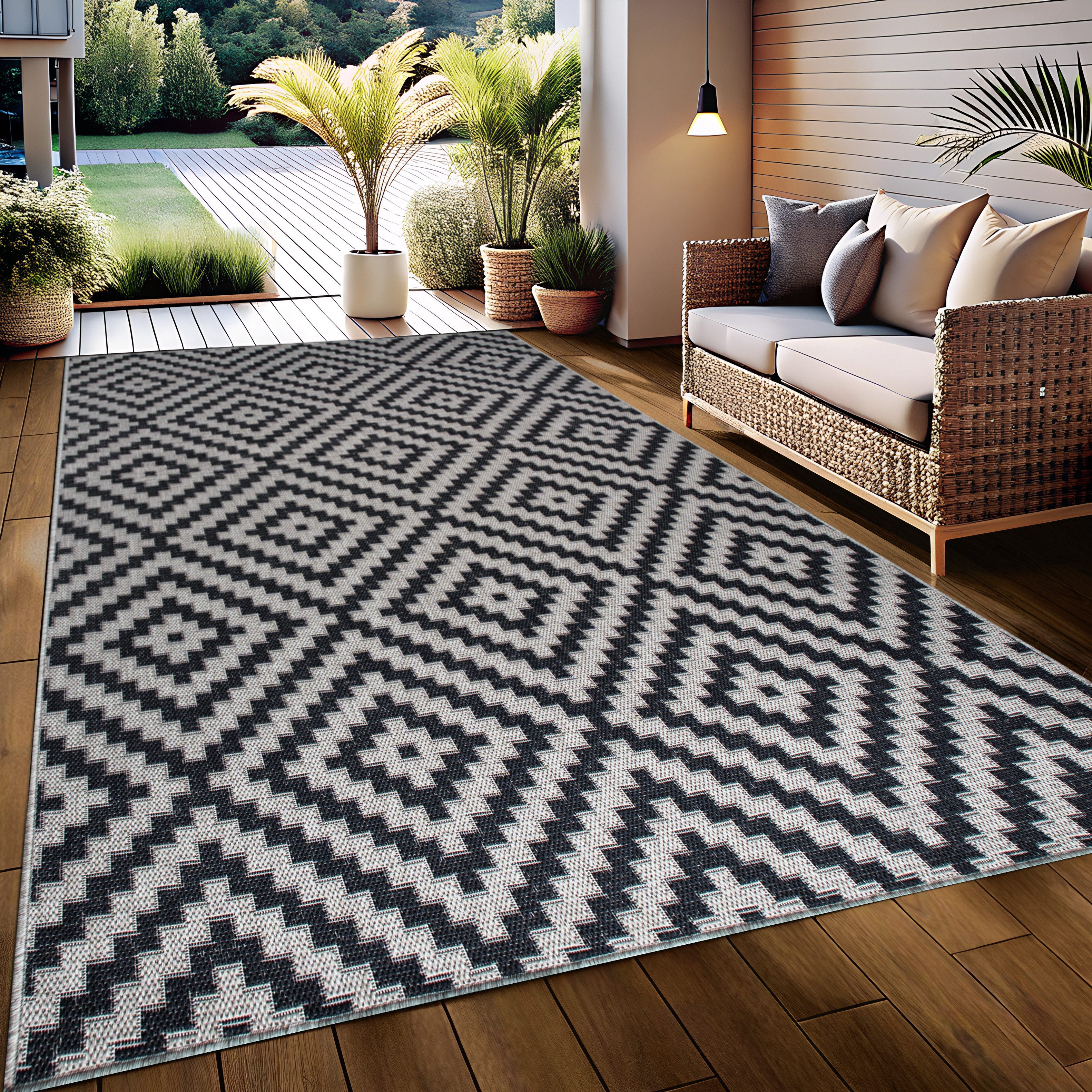 OTTO home Teppich Cordoba auch als Läufer erhältlich, rechteckig, Höhe: 3 mm, In- und Outdoor geeignet, Sisal-Optik, Wetterfest & UV-beständig, Boho