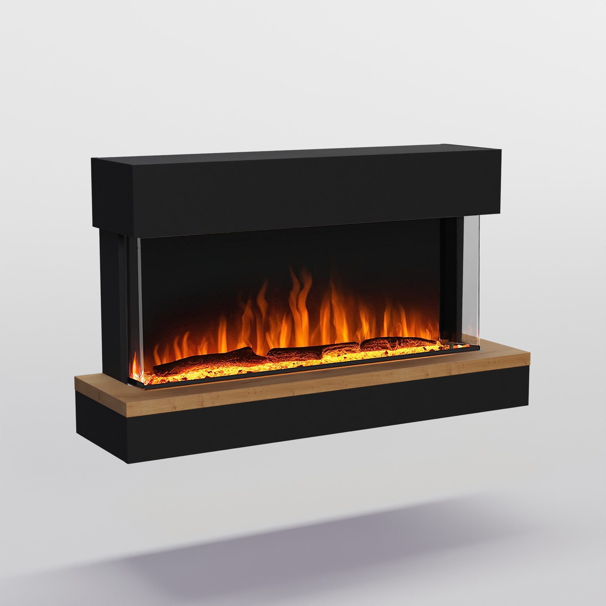 GARLIVO Elektrokamin Napoli Wall, täuschend echte Flamme mit Heizung und Knistereffekt