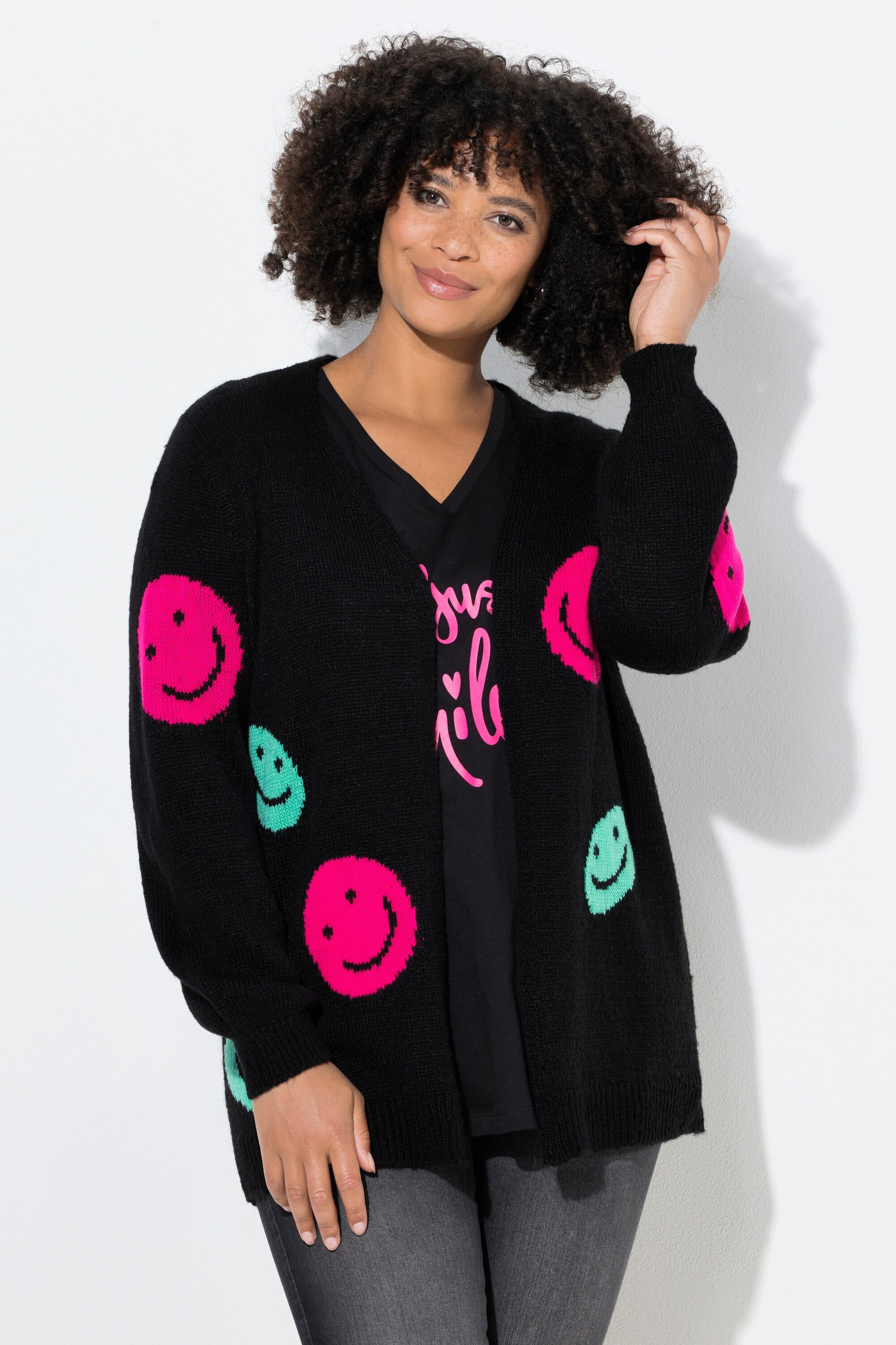 Angel of Style Strickjacke Strickjacke Straight Fit Smiley-Muster günstig online kaufen