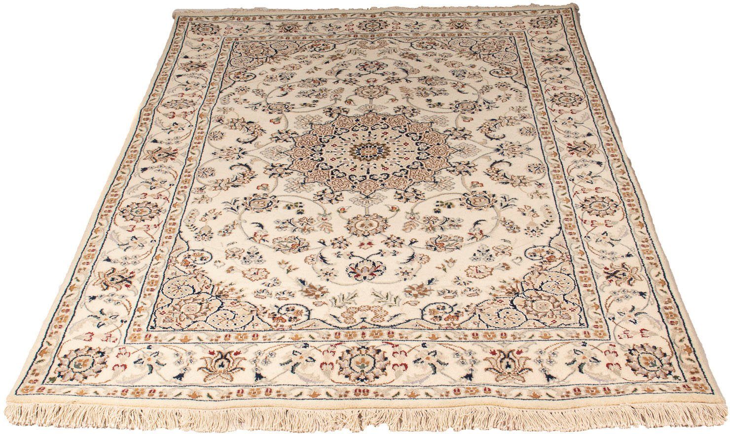 Orientteppich Perser - Keshan - 181 x 123 cm - beige, morgenland, rechteckig, Höhe: 10 mm, Wohnzimmer, Handgeknüpft, Einzelstück mit Zertifikat | Kurzflor-Teppiche
