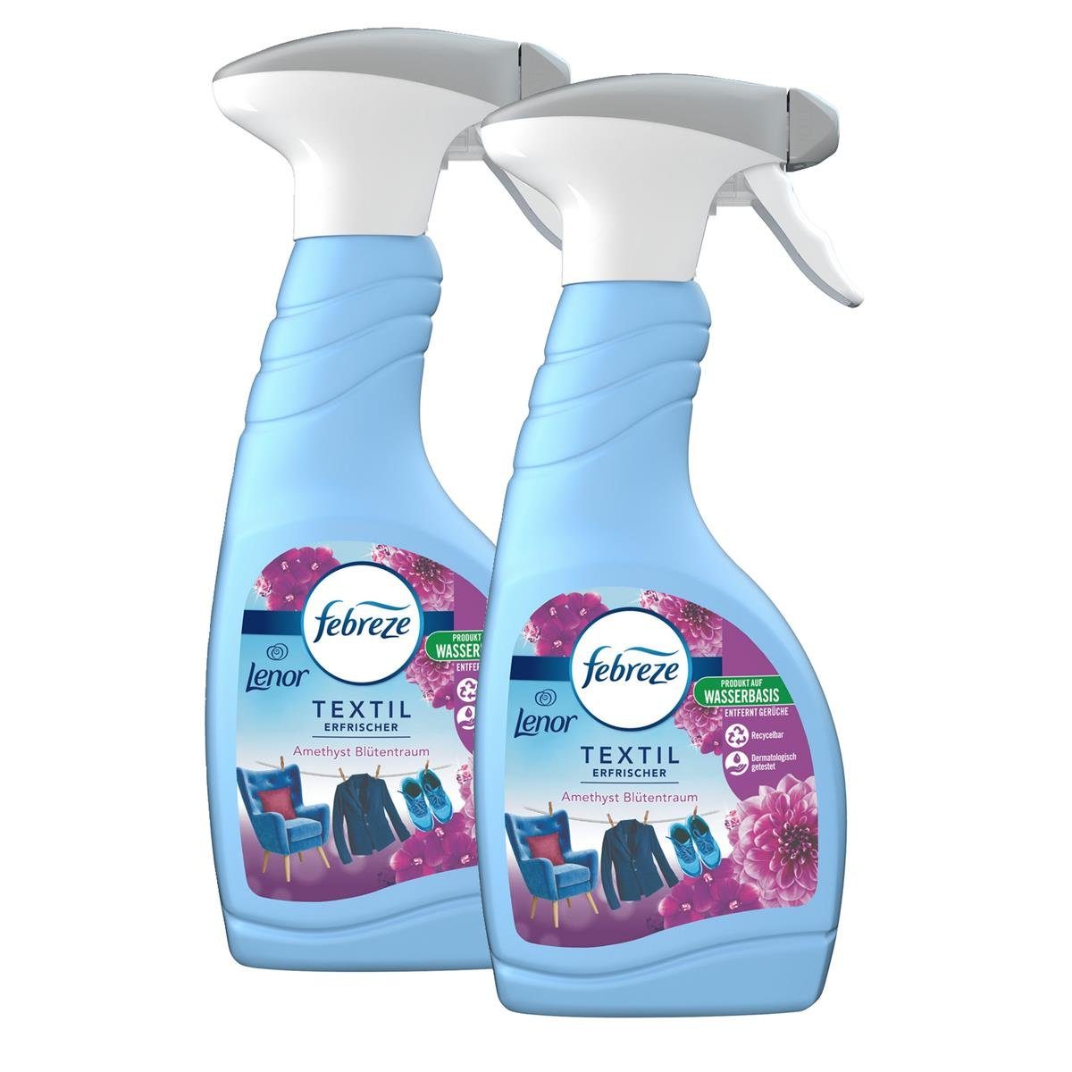 Febreze Raumduft Febreze Lenor 500ml Pack) - Textilerfrischer Amethyst Textilspray (2er