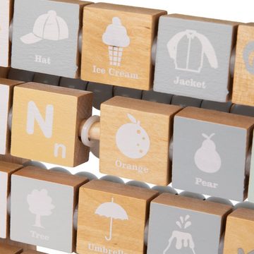 Mamabrum Puzzle-Sortierschale Alphabet und Abakus aus Holz - Zahlen und Buchstaben lernen
