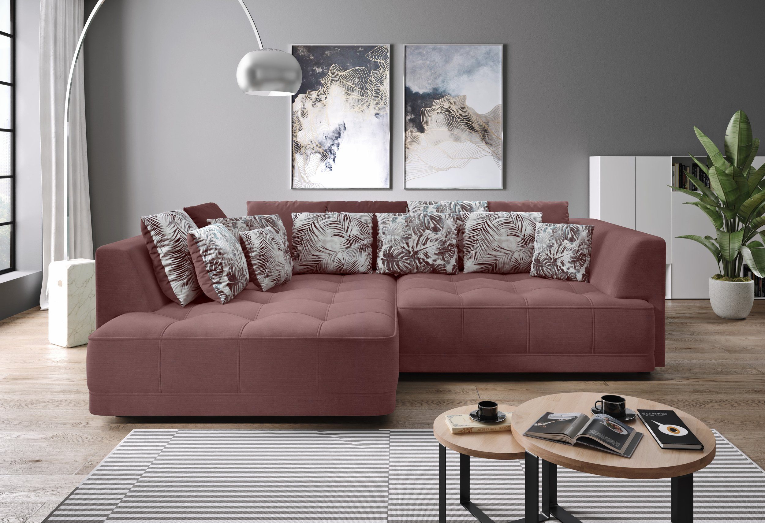 Stylefy Ecksofa Tiberis, L-Form, Eckcouch, mane links oder rechts bestellbar, inklusive Sitztiefenverstellung, frei im Raum stellbar, Modern Design