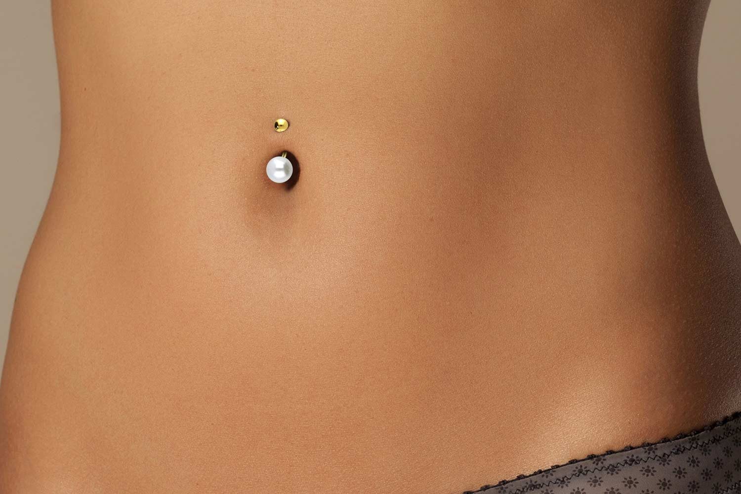 PIERCINGLINE Bauchnabelpiercing Chirurgenstahl Bananabell SYNTHETISCHE PERLE + CHIRURGENSTAHL-KUGEL (Bananabells, 1-tlg)