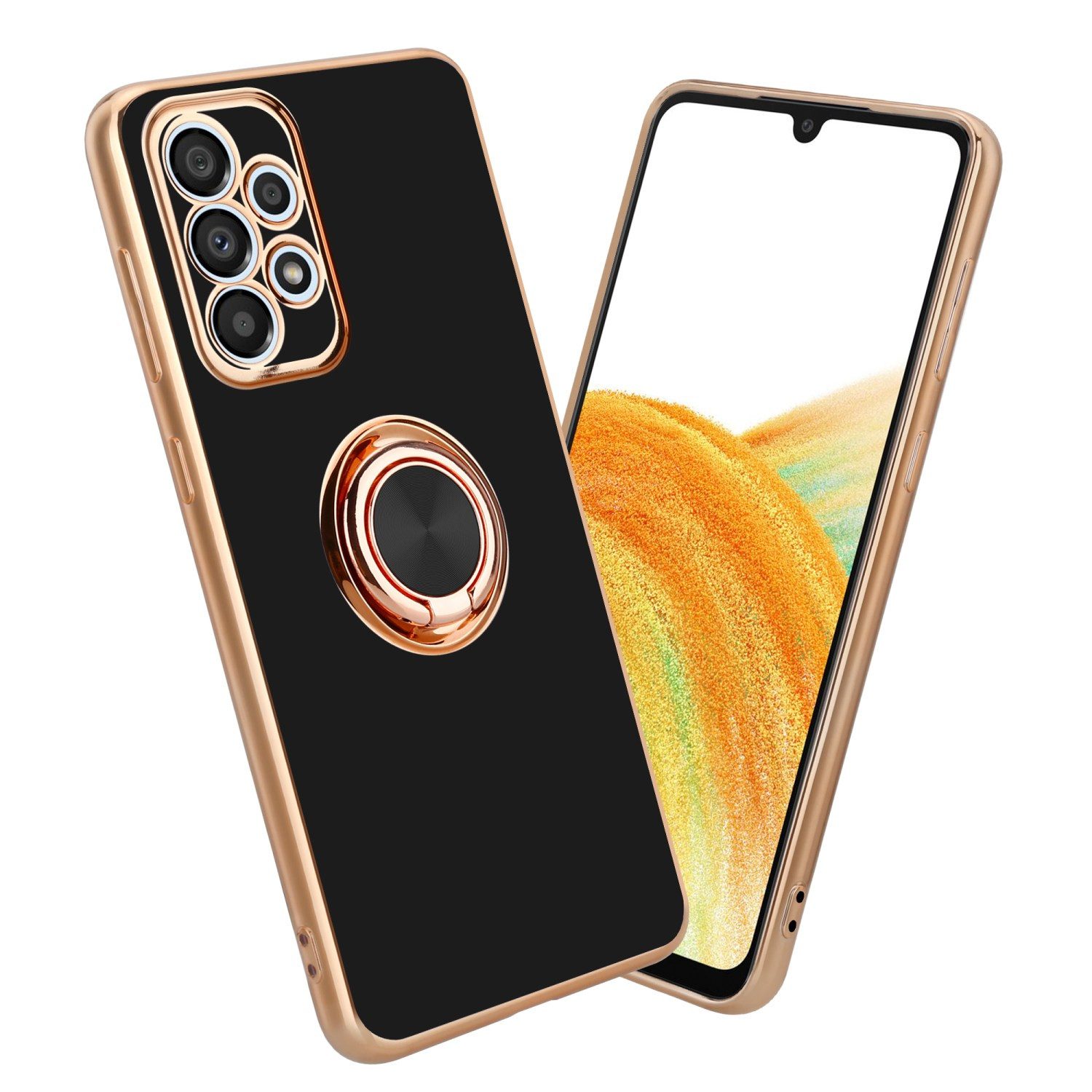 Cadorabo Handyhülle für Samsung Galaxy A52 (4G / 5G) / A52s Hülle Samsung Galaxy A52 (4G / 5G) / A52s, Schutzhülle - TPU Silikon Hülle - mit Kameraschutz und Ring