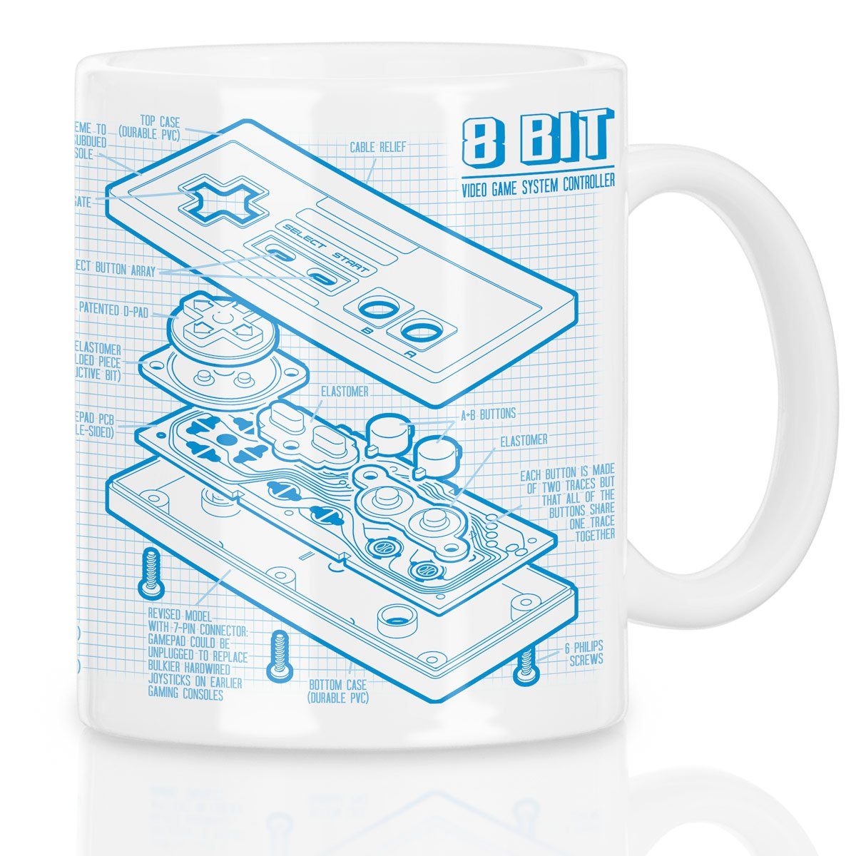 style3 Tasse, Keramik, NES retro blaupause nintendo videospiel gamer super zelda Tasse mario Gamepad 8Bit controller Kaffeebecher