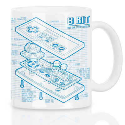 style3 Tasse, Keramik, NES Gamepad Kaffeebecher Tasse 8Bit videospiel super nintendo blaupause mario zelda controller retro gamer