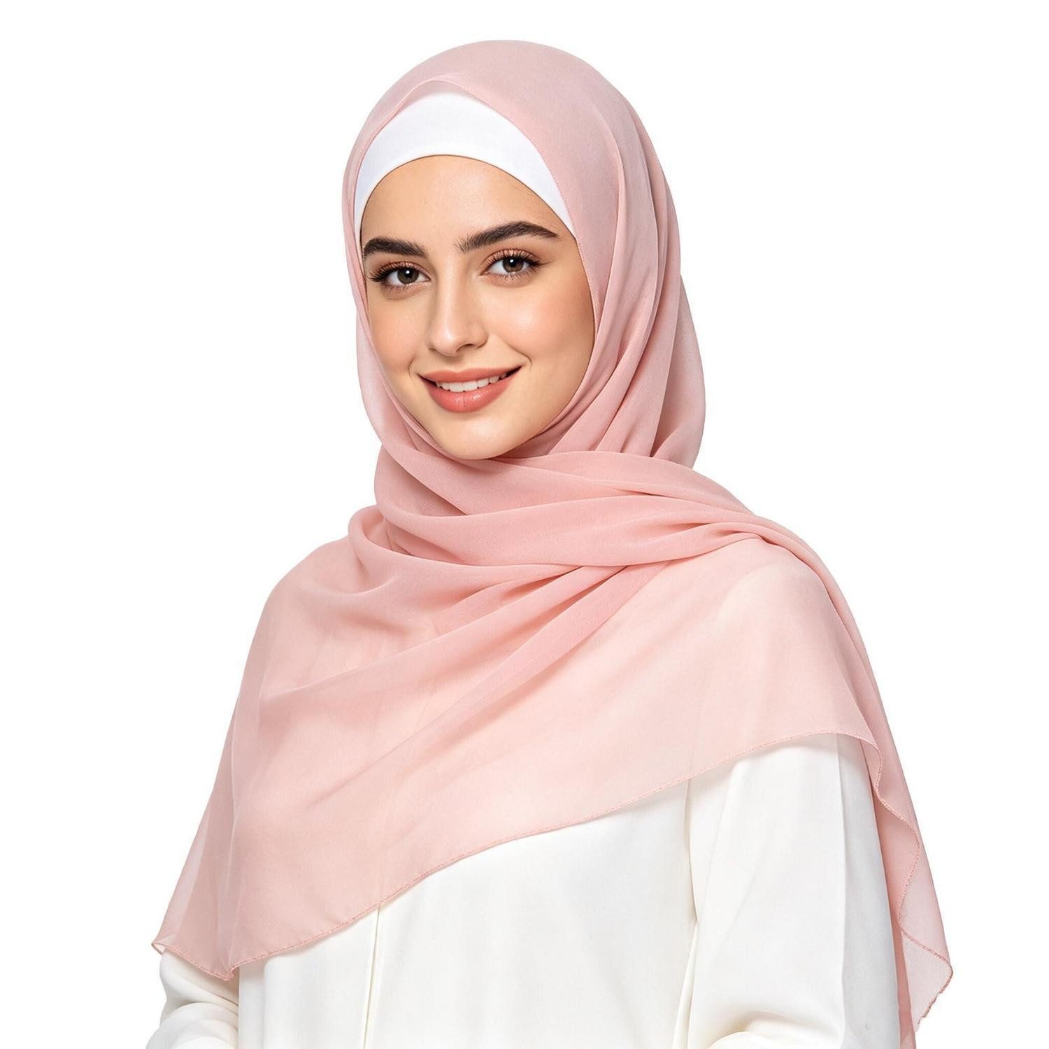 LuxusKollektion Kopftuch Hijab aus Chiffon Rosa, (1-St)