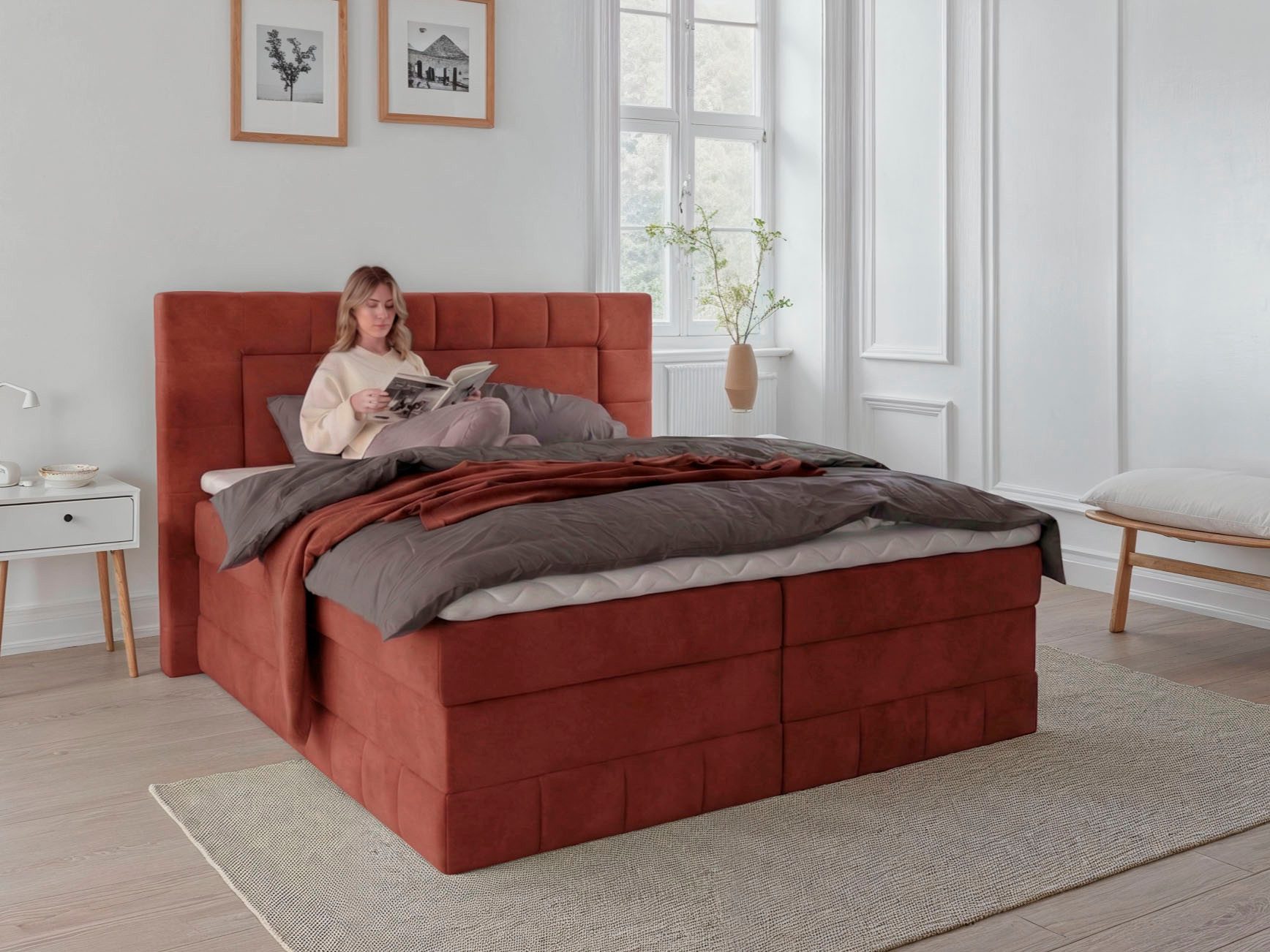 OTTO home Boxbett PHILLIPA inkl. Bettkasten, wahlweise mit LED-Leuchten, Breite: 180cm, inkl. Kaltschaum-Topper, in verschiedenen Farben erhältlich