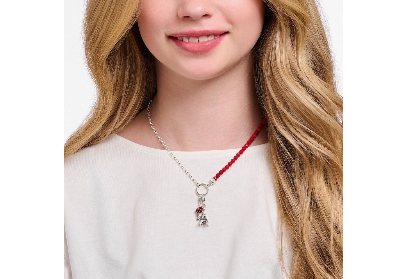 THOMAS SABO Charm-Kette rote Beads und G... THOMAS SABO Charm-Kette rote Beads und G...