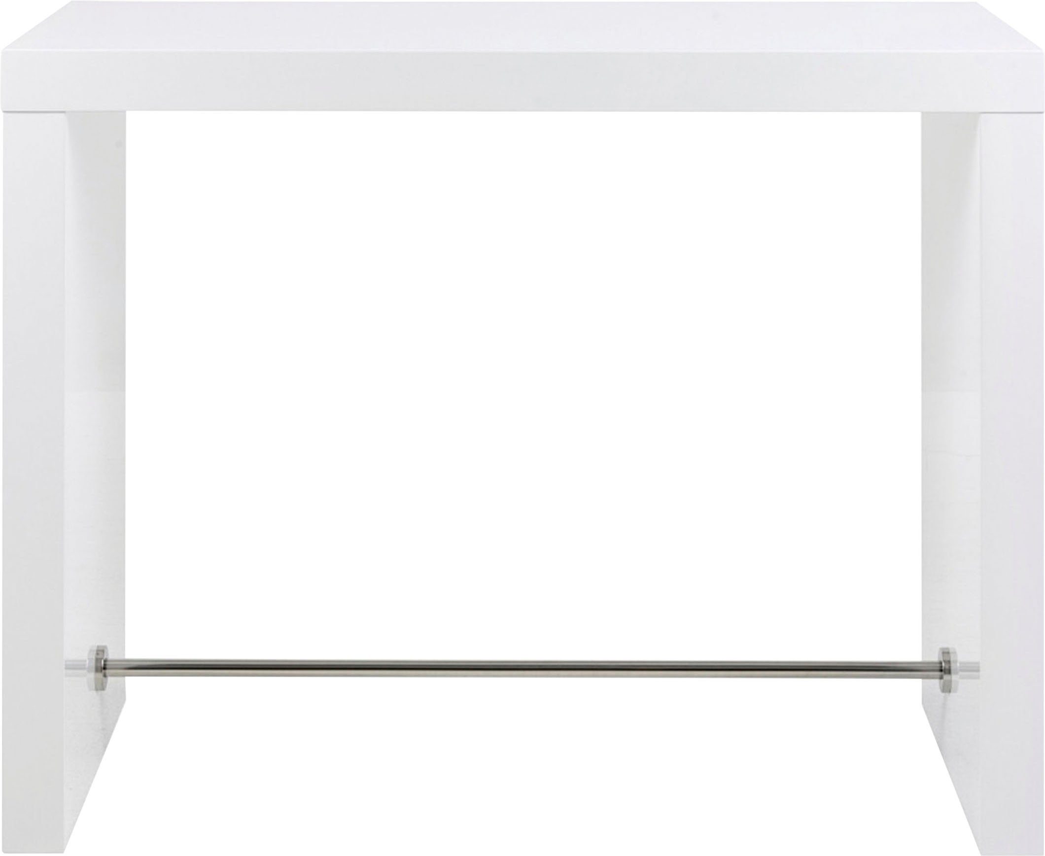 SalesFever Bartisch Hochtisch im eleganten Stil, Edle Querstrebe in Chromoptik aus rostfreiem Stahl