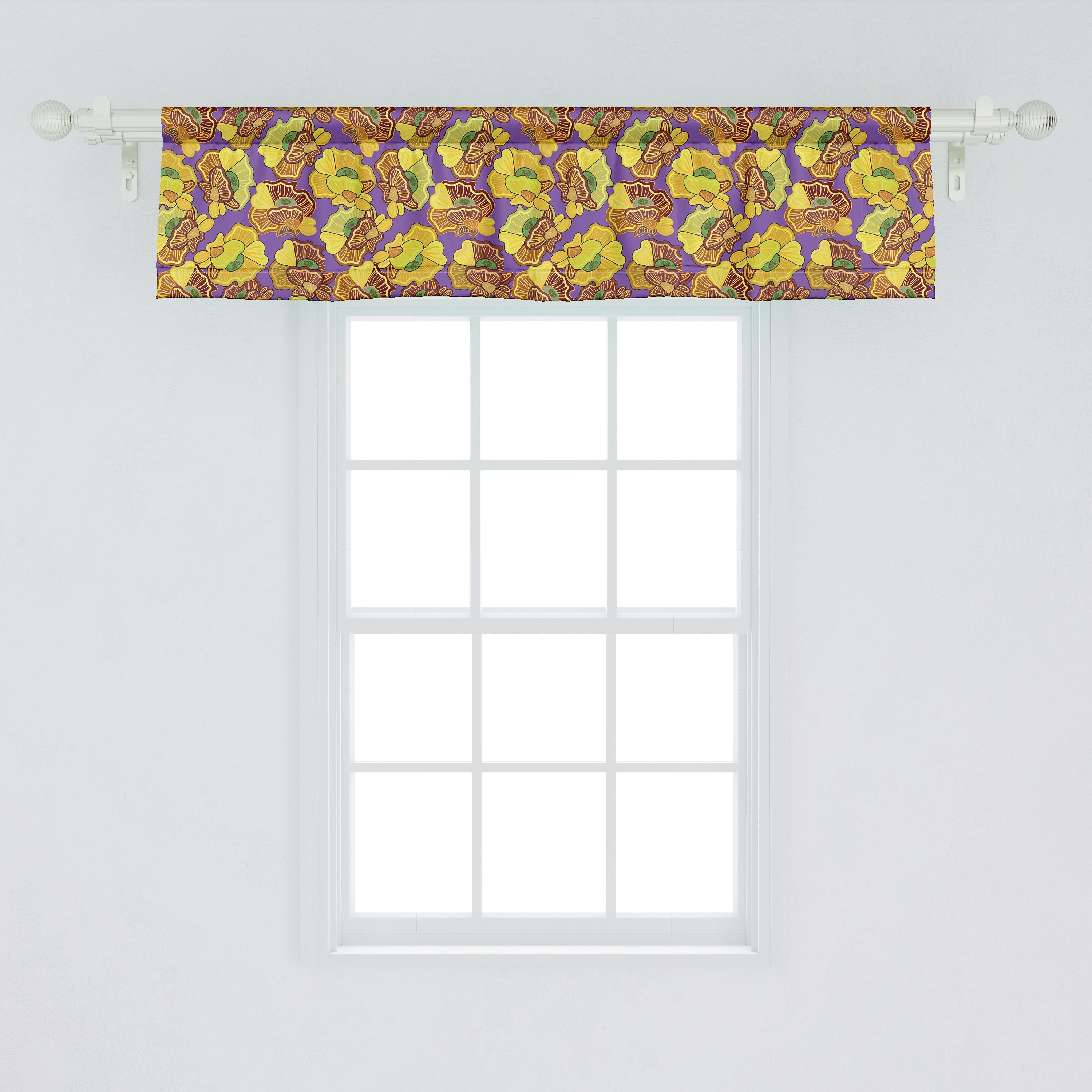 Schlafzimmer Microfaser, Scheibengardine für Volant Dekor Mohnfeld Abakuhaus, Vorhang Stangentasche, mit Küche Botanisch