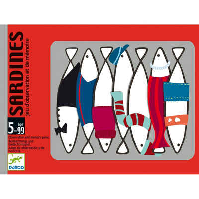 DJECO Spiel, Kartenspiel Sardines 50 Spielkarten Merkspiel Sardinen Denkspiel