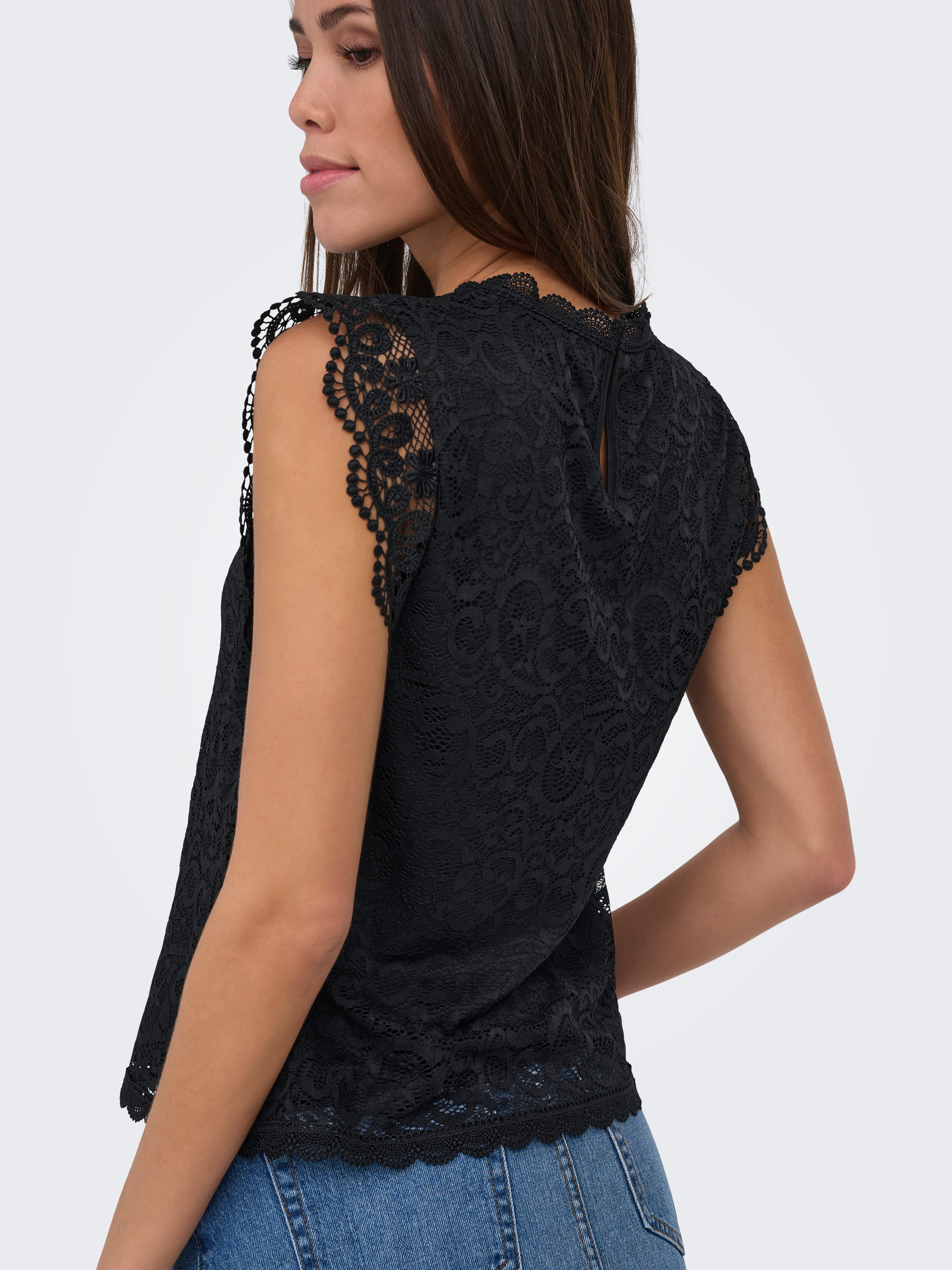 JDY Spitzenshirt JDYLOTAS S/L LACE TOP JRS Materialmix, regular fit