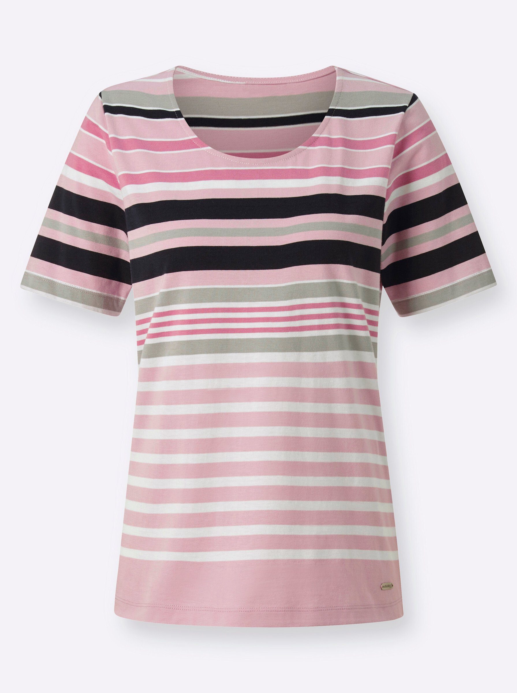 T-Shirt WITT WEIDEN rosé-steingrau-geringelt