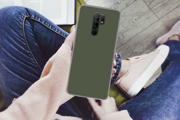MuchoWow Handyhülle Grün - Einfarbig - Olivgrün, Phone Case, Handyhülle Xiaomi Redmi 9, Silikon, Schutzhülle