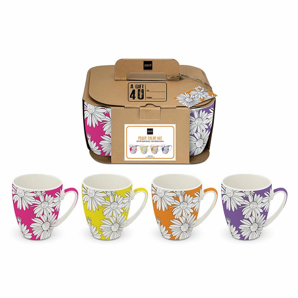 PPD Tasse Peggy Color Mix 4er Set 350 ml, New Bone China, in passender  Geschenkdose