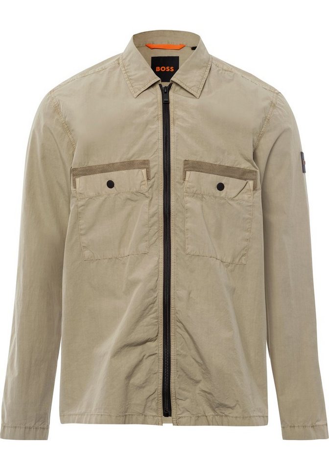 BOSS ORANGE Langarmshirt mit Label-Kontraststreifen innen am Ausschnitt,  Webstoff aus Baumwolle