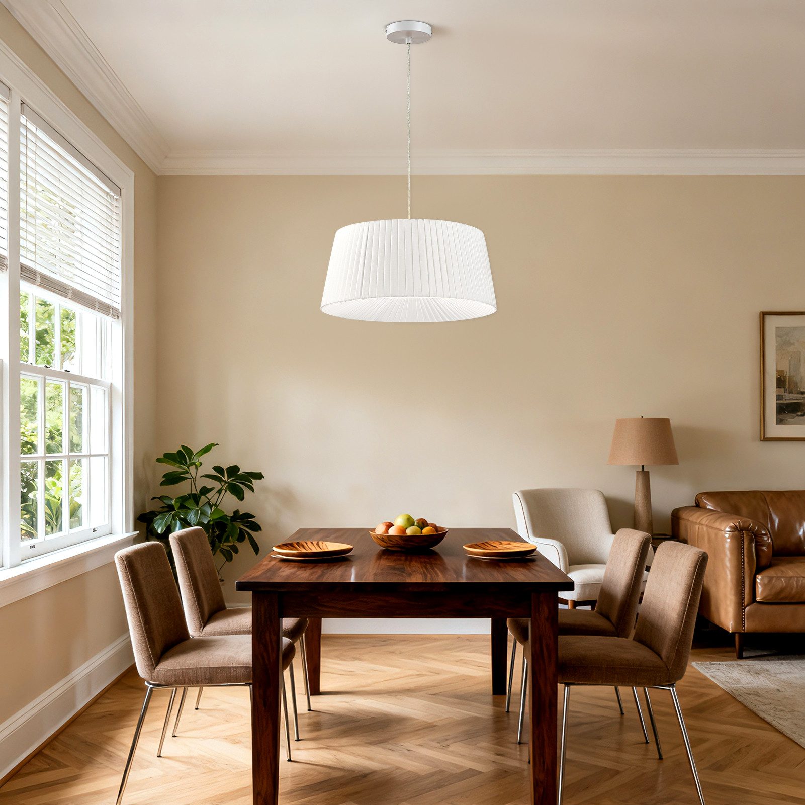 STANBOW Deckenleuchte Deckenlampe mit Pillise-Stoffschirm, Hängelampe, Modern-Skandinavisch, ohne Leuchtmittel, Pedellampe, Ess-, Wohn- & Schlafzimmer, 150 cm, E27, Höheverstellbar