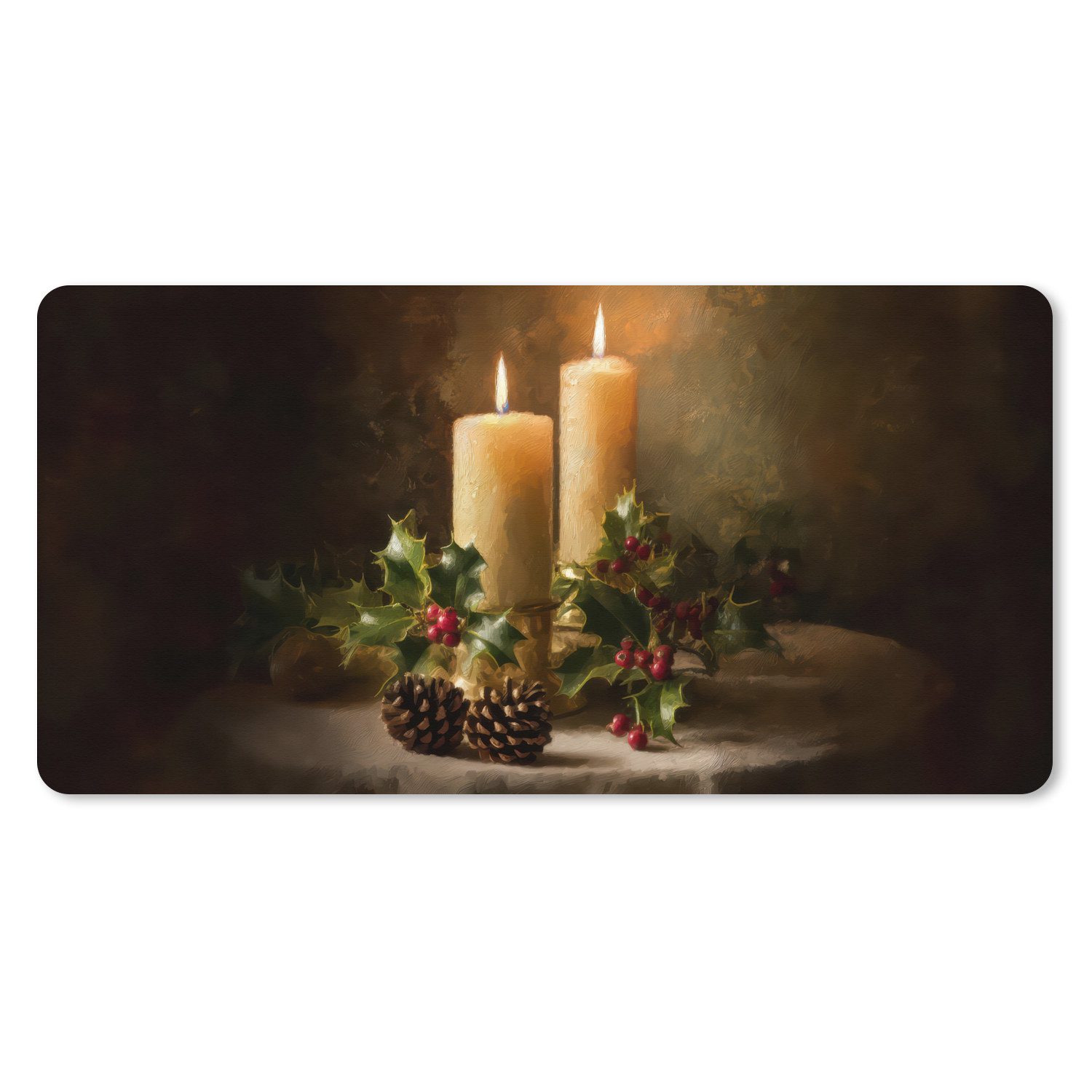 MuchoWow Mauspad Kerzenlicht - Weihnachten - Mehrfarbig (1-St), Mousepad mit Rutschfester Unterseite, Gaming XXL, Großes, 120x60 cm