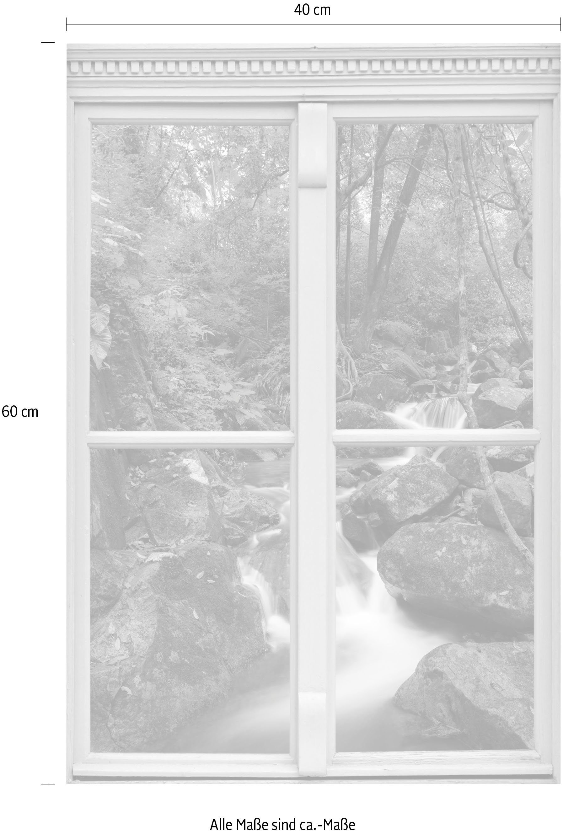 queence Wandsticker Bach, Wandsticker, Wandbild, selbstklebend, 3D, Fenster