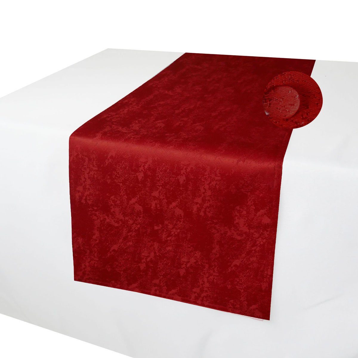 Brilliant Rot Einfarbig Marmoriert Tischläufer Lotuseffekt, Tischläufer MELIERT Fleckschutz Jaquardgewebe