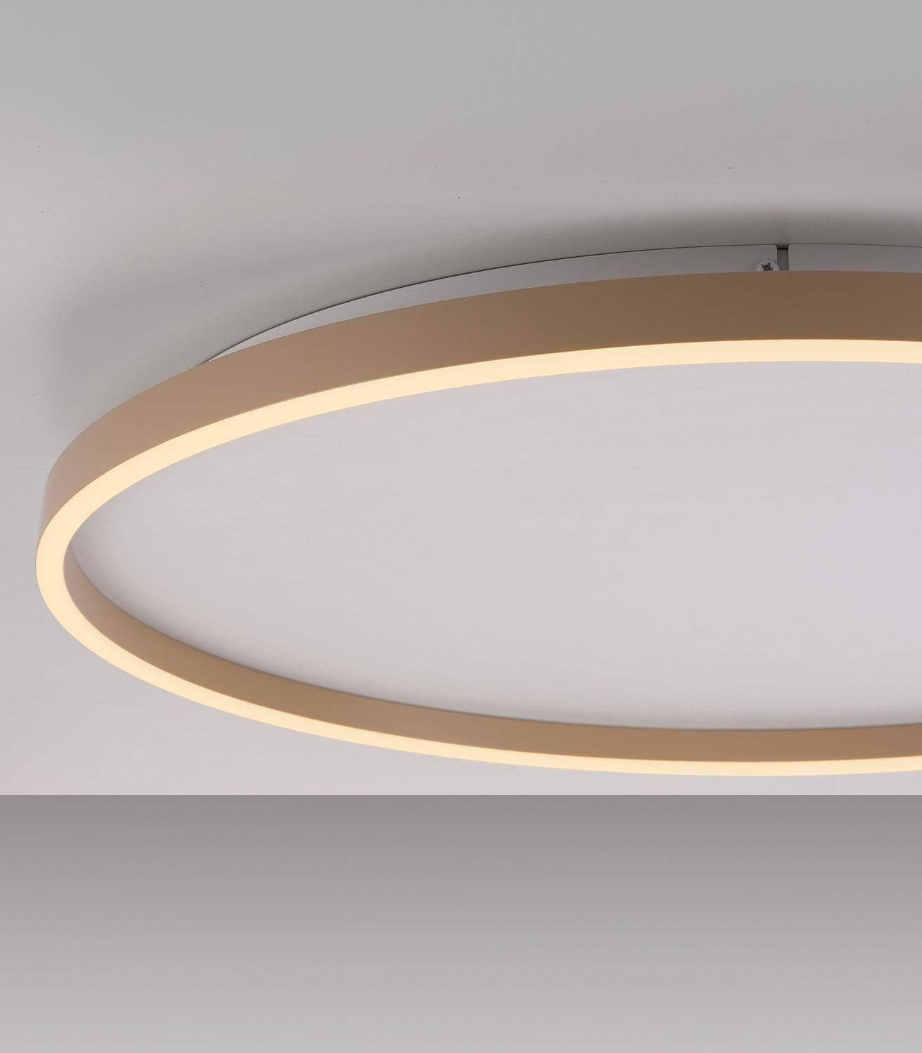 Paul Neuhaus LED Deckenleuchte ELARO, Sandfarben, Metall, Dimmfunktion, LED fest integriert, Extra-Warmweiß, Ø 60 x 5,5 cm