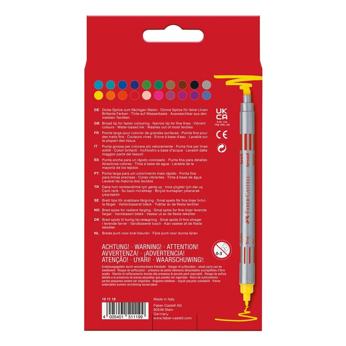 Faber-Castell Filzstift, (20-tlg), 20er Set, Doppelfasermaler