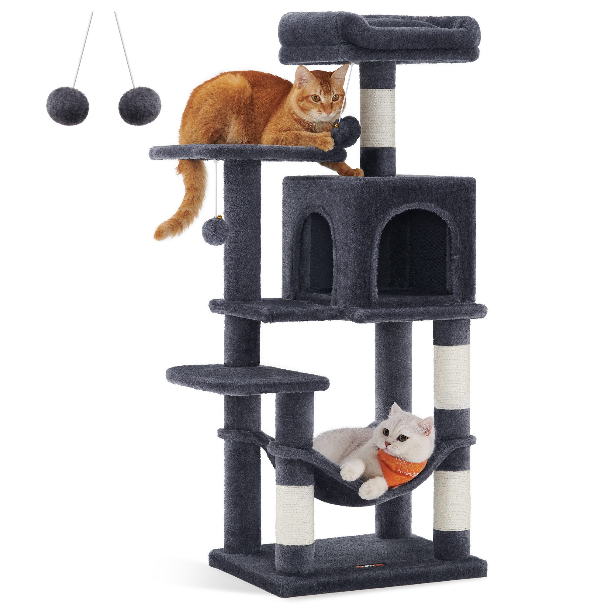 FEANDREA Kratzbaum, Katzenbaum, mit Hngematte und 1 Hhle, 112 cm,  stabiler, Kletterbaum