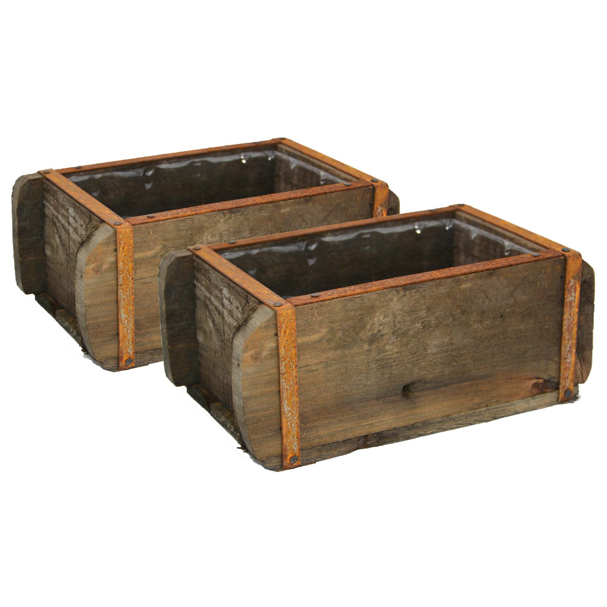 Dekokiste Pflanztopf Ziegelform Holz Natur 2er Set