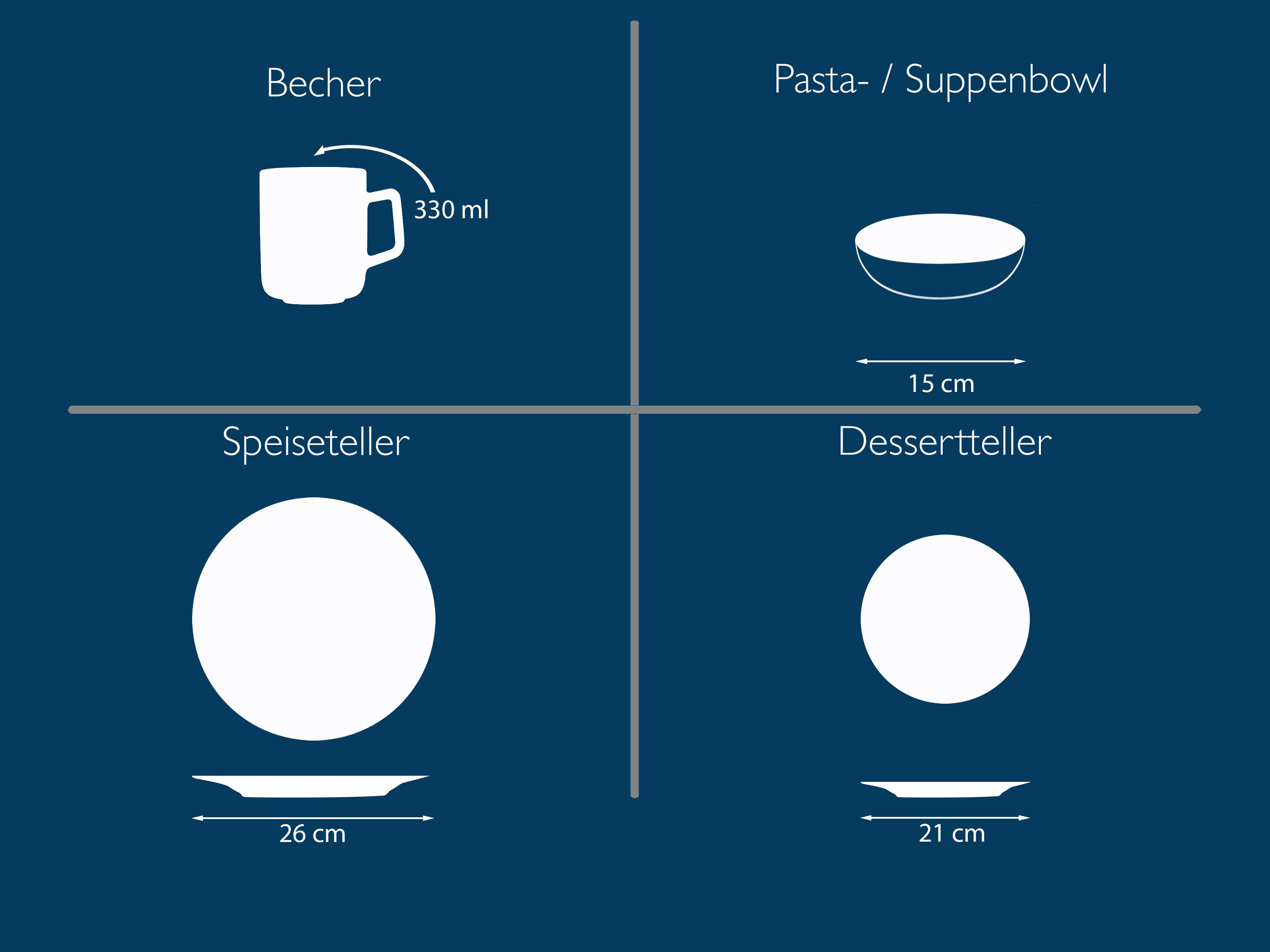 my home Kombiservice modernes Geschirr-Set, Service Östra Greda (16-tlg), 4 Personen, Steinzeug, hohe Haltbarkeit, spülmaschinengeeignet & mikrowellengeeignet