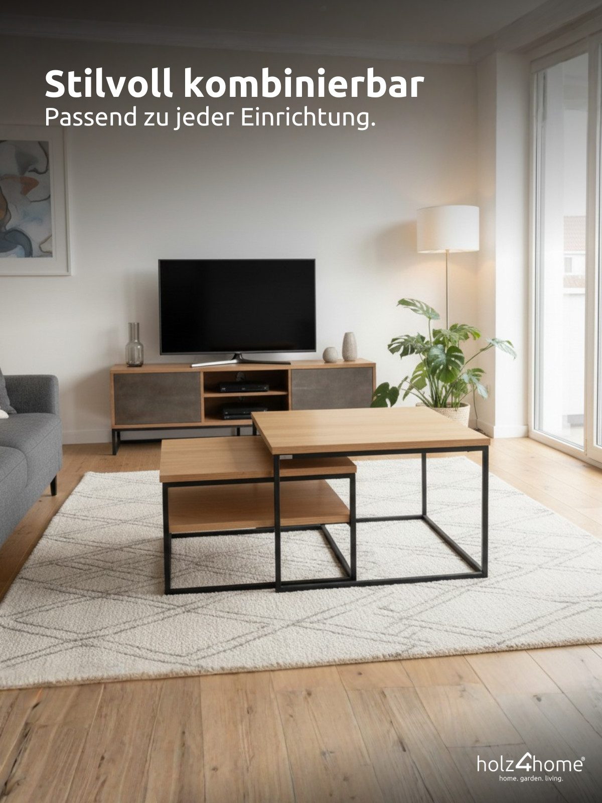 holz4home® Couchtisch 2er Set aus Eiche I Beistelltisch aus Massivholz, Aus günstig online kaufen