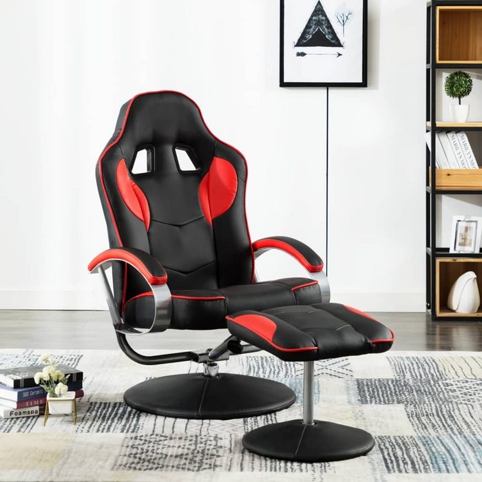 vidaXL Gaming-Stuhl Rennstuhl mit Fußhocker Rot Kunstleder (1 St)