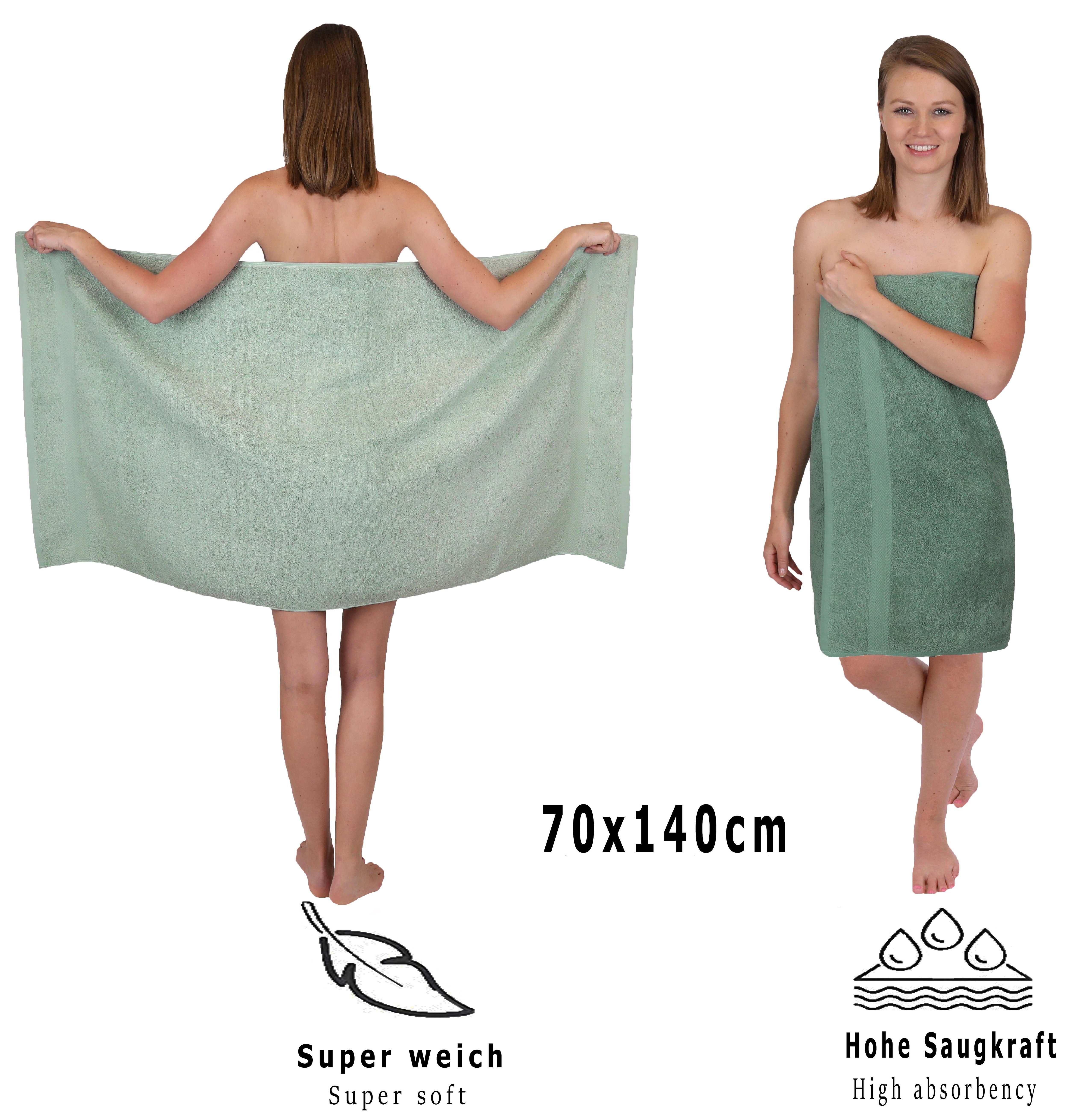 Betz 12-TLG. Set Set Handtuch Handtuch Premium heugrün/tannengrün, (12-tlg) Baumwolle,