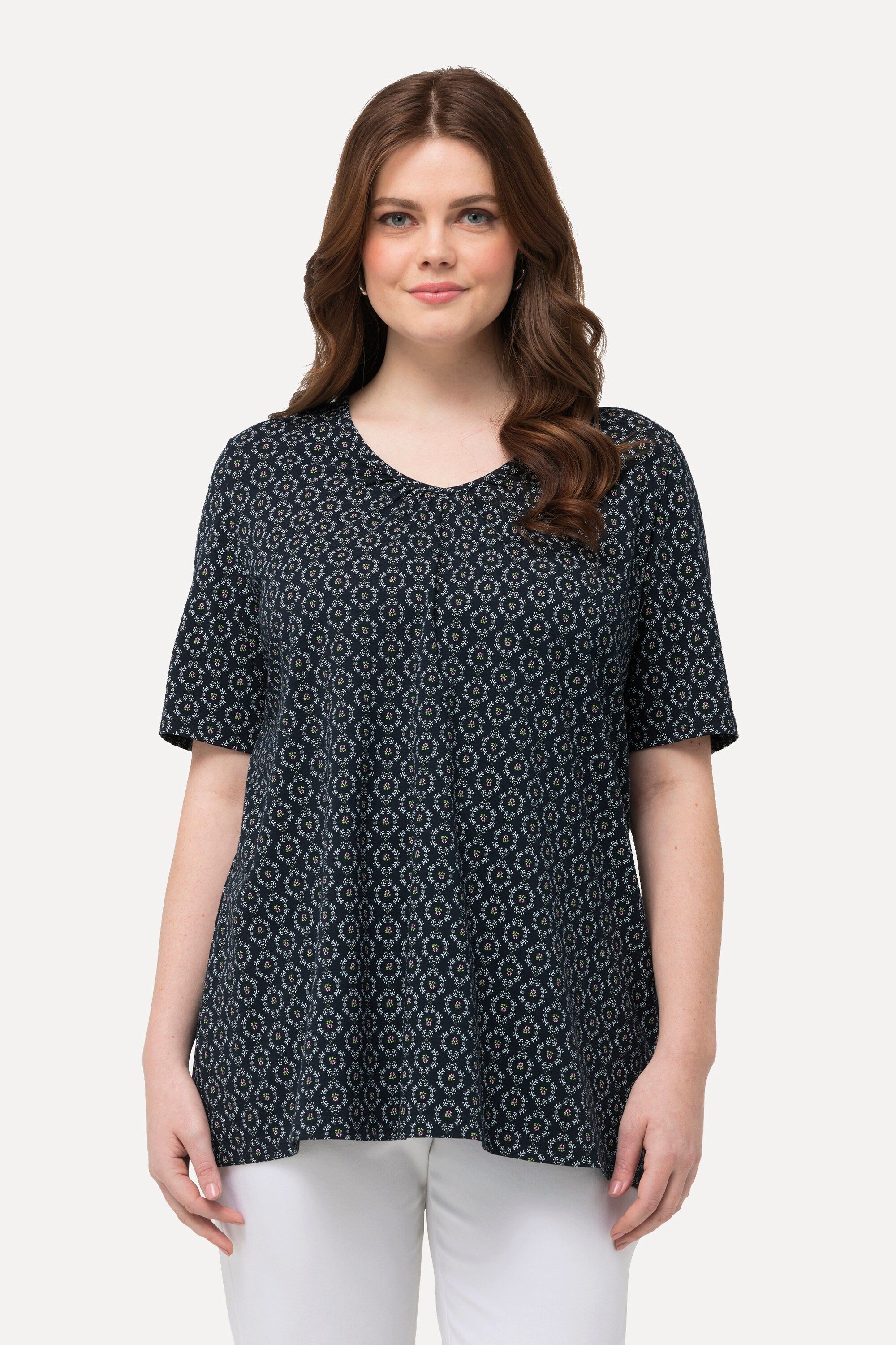 Ulla Popken T-Shirt Trachten-Shirt A-Linie V-Ausschnitt günstig online kaufen
